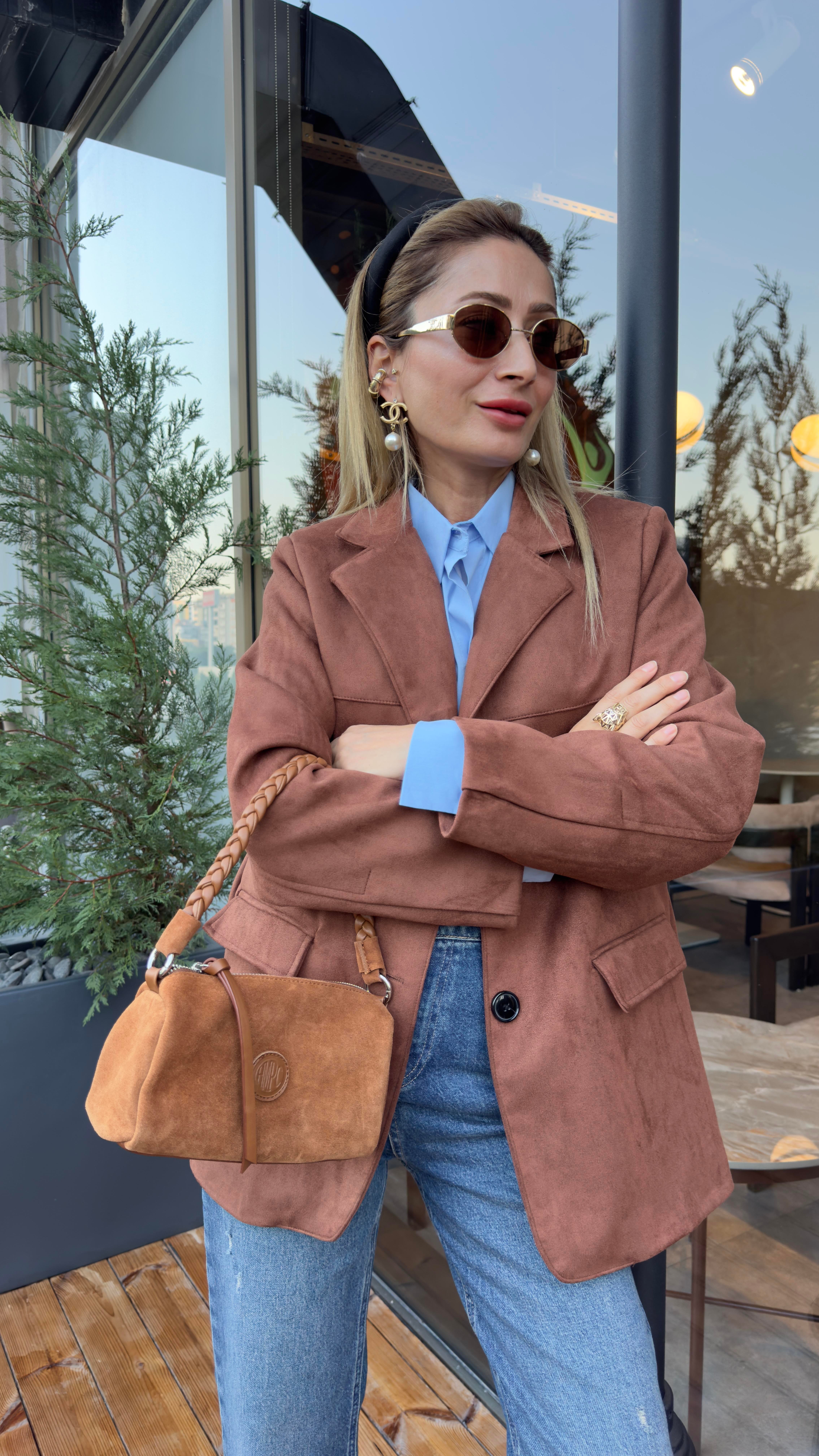 Taba Nubuk Blazer Ceket CEKET