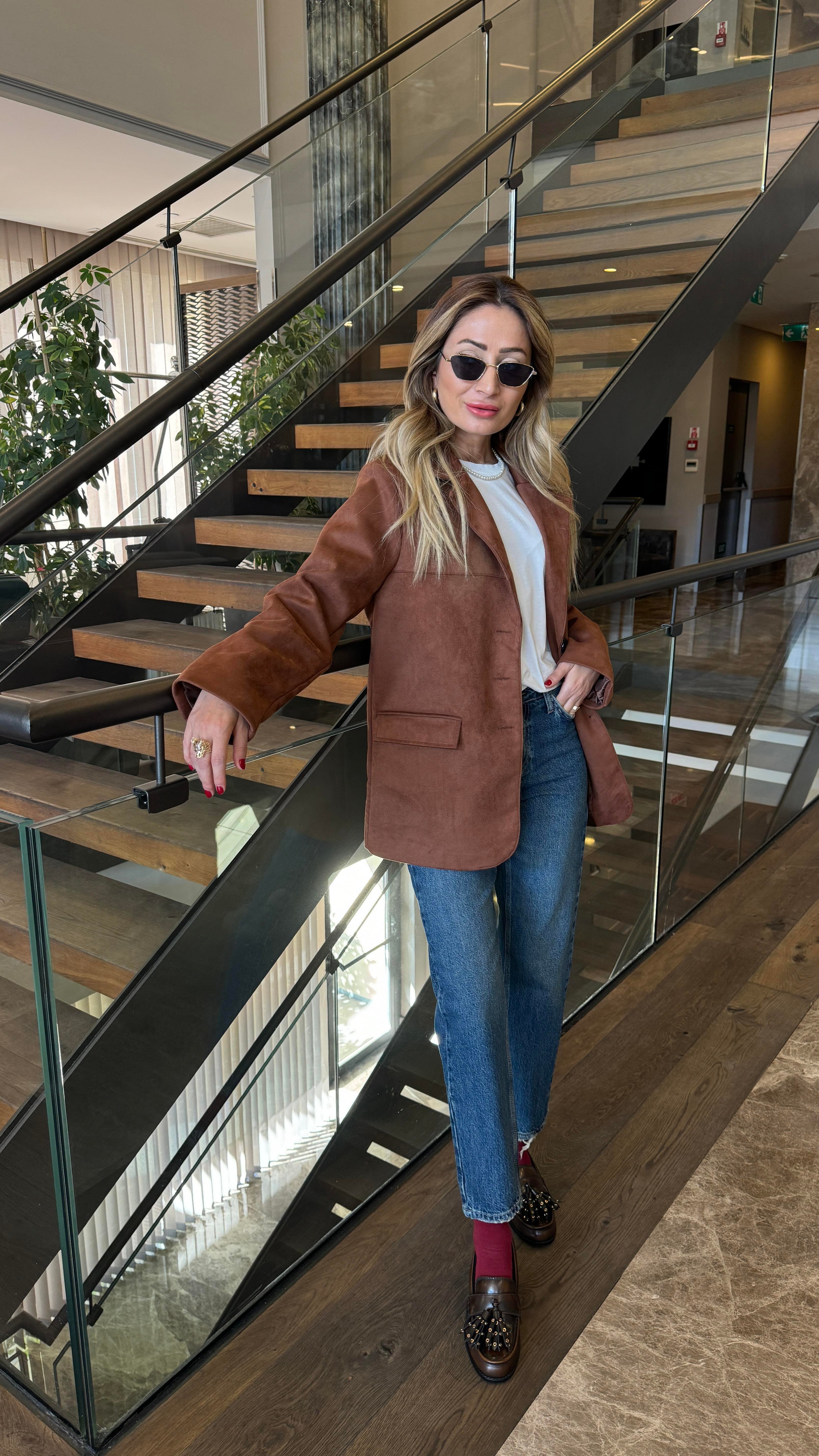 Taba Nubuk Blazer Ceket CEKET