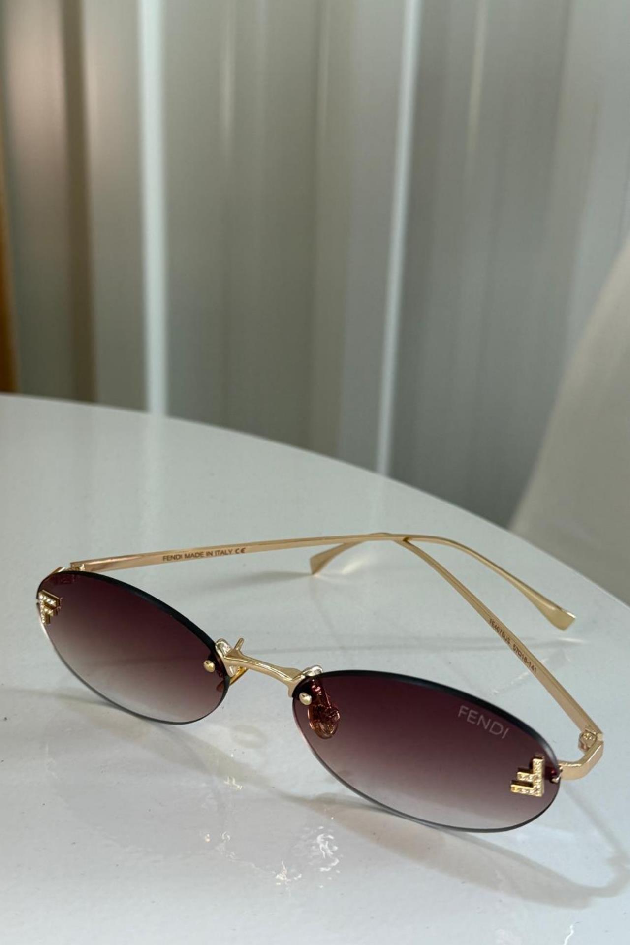 Tai İşli Gold Detay Kahve Gözlük GÜNEŞ GÖZLÜĞÜ | NO33