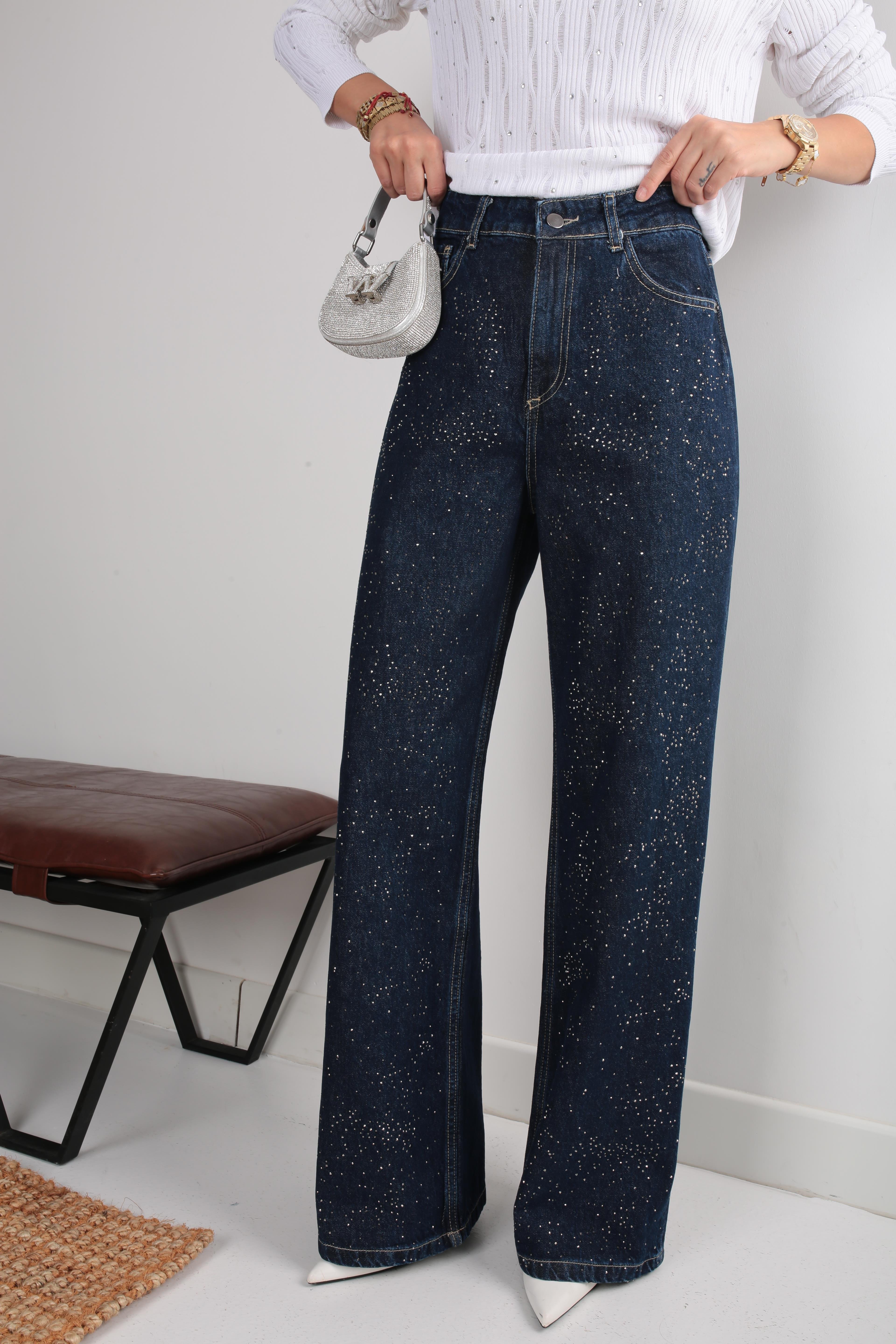 Taş Baskılı  Bol Paça Jean JEAN