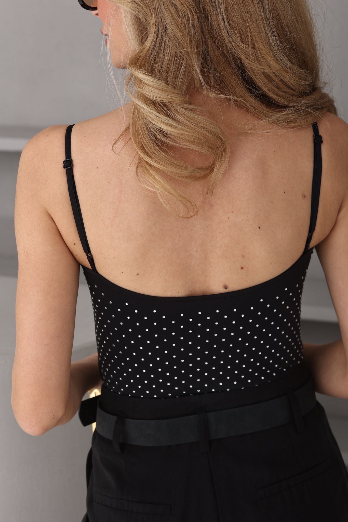 Taş Baskılı Siyah Bodysuit BLUZ | NO33