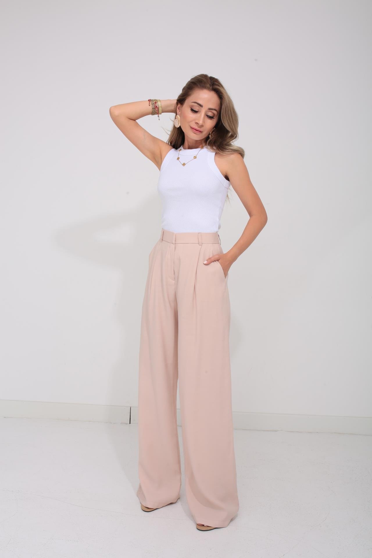 Taş Rengi Cepli Tensel Pantolon PANTOLON | NO33