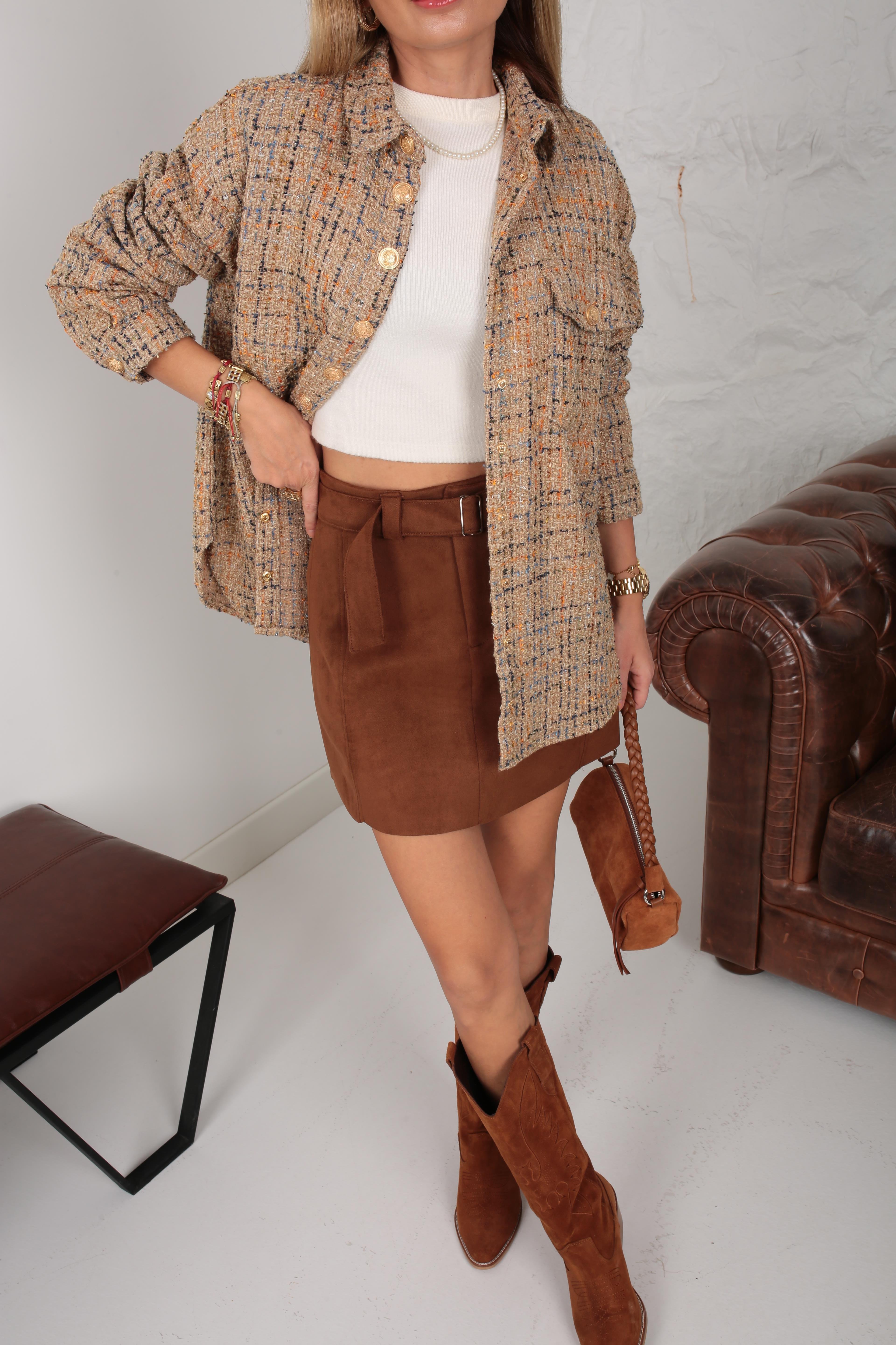 Tek Cepli Gold Düğme Detay Dokuma Gömlek GÖMLEK