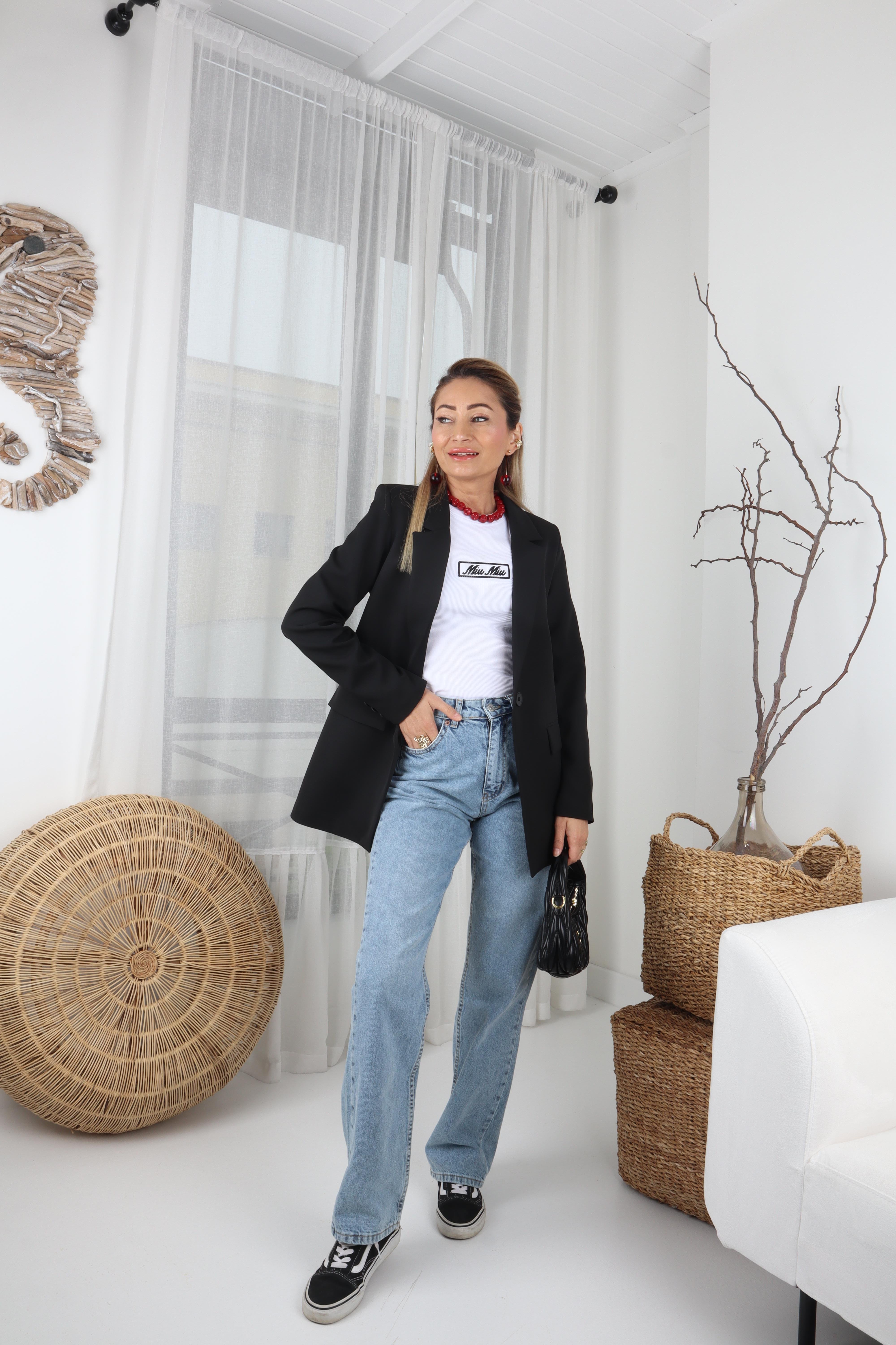 Tek Düğme Kapak Cepli Siyah Blazer Ceket CEKET