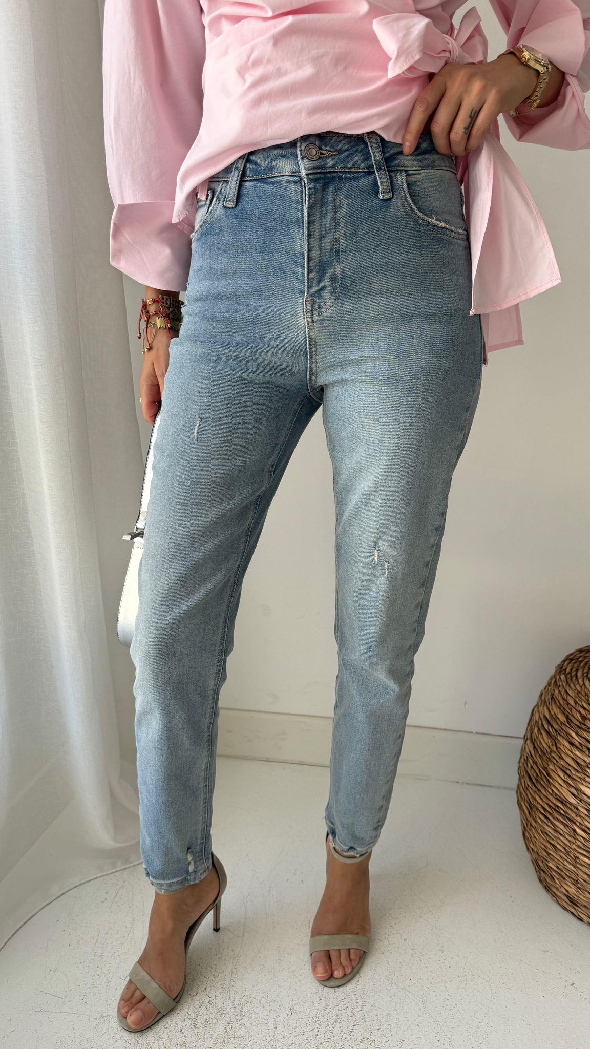 Tırnaklı Açık Mavi Likralı Mom Jean(1844-5) JEAN