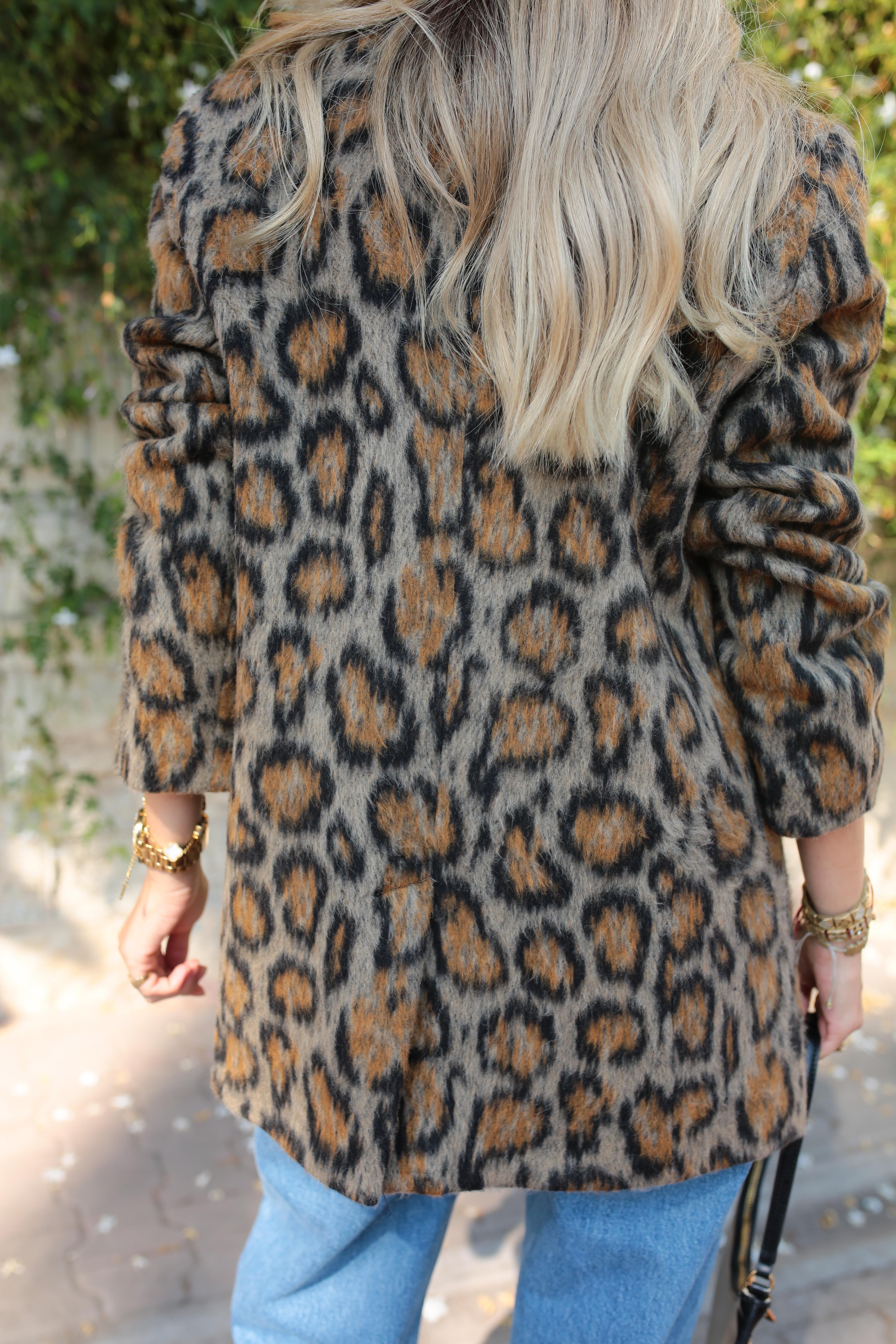 Tüylü Leopar Desen Blazer Ceket CEKET