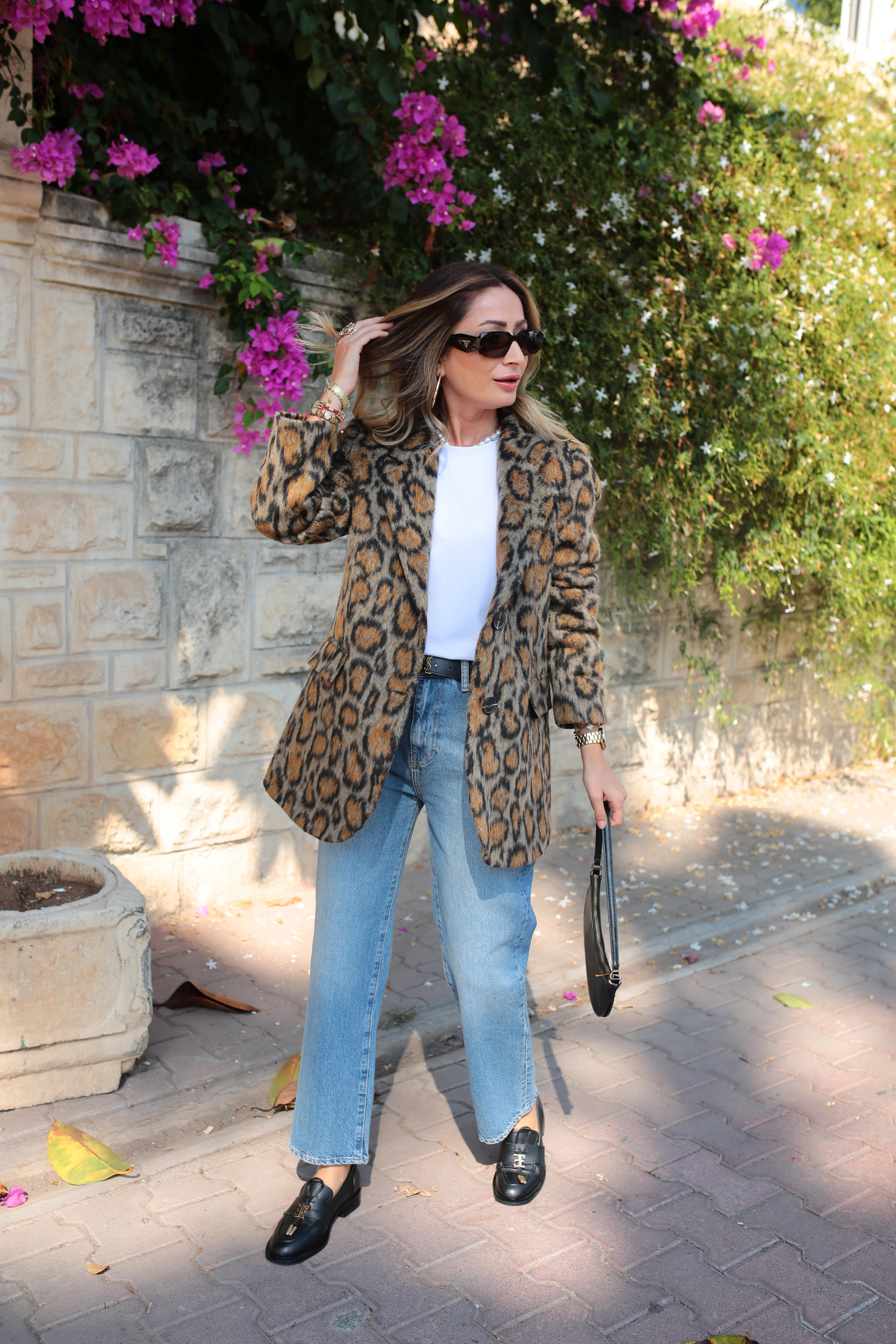 Tüylü Leopar Desen Blazer Ceket CEKET