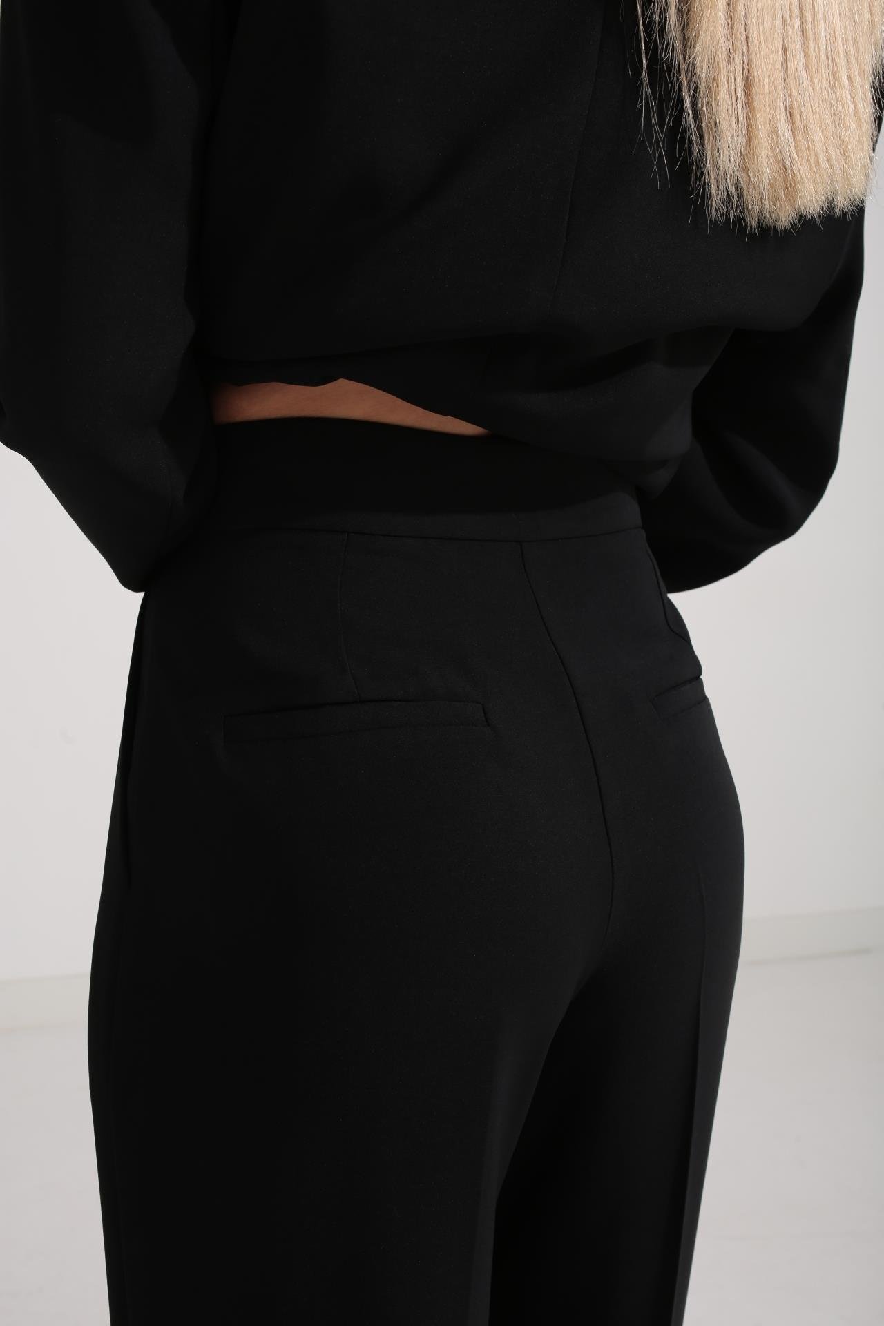 Üç Düğmeli Siyah Palazzo Takım TAKIM