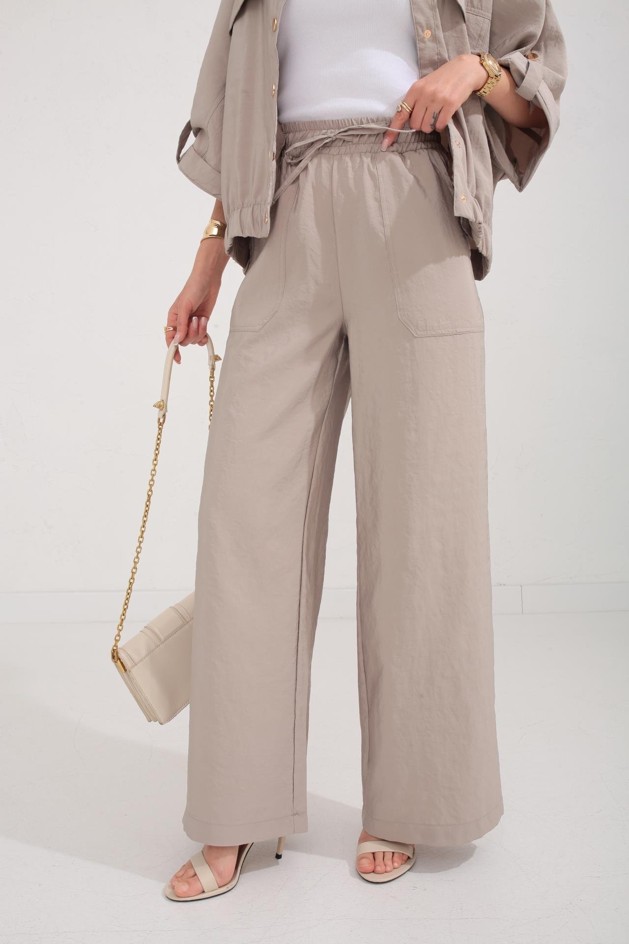 Vizon Beli Lastikli Tensel Kumaş Takım TAKIM