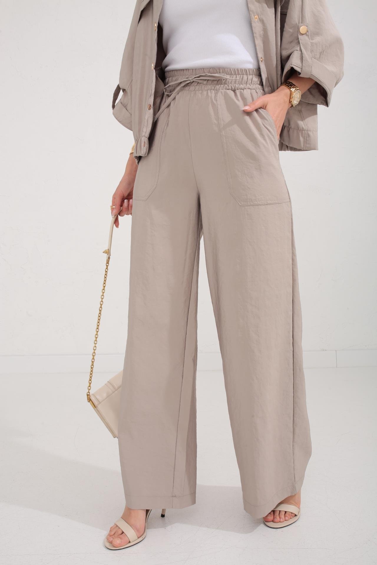 Vizon Beli Lastikli Tensel Kumaş Takım TAKIM