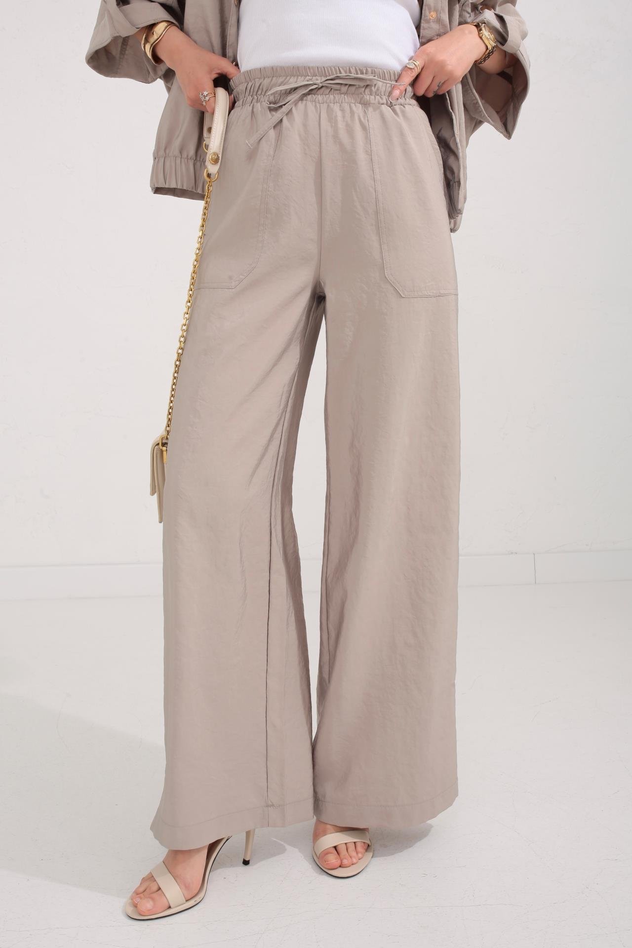 Vizon Beli Lastikli Tensel Kumaş Takım TAKIM