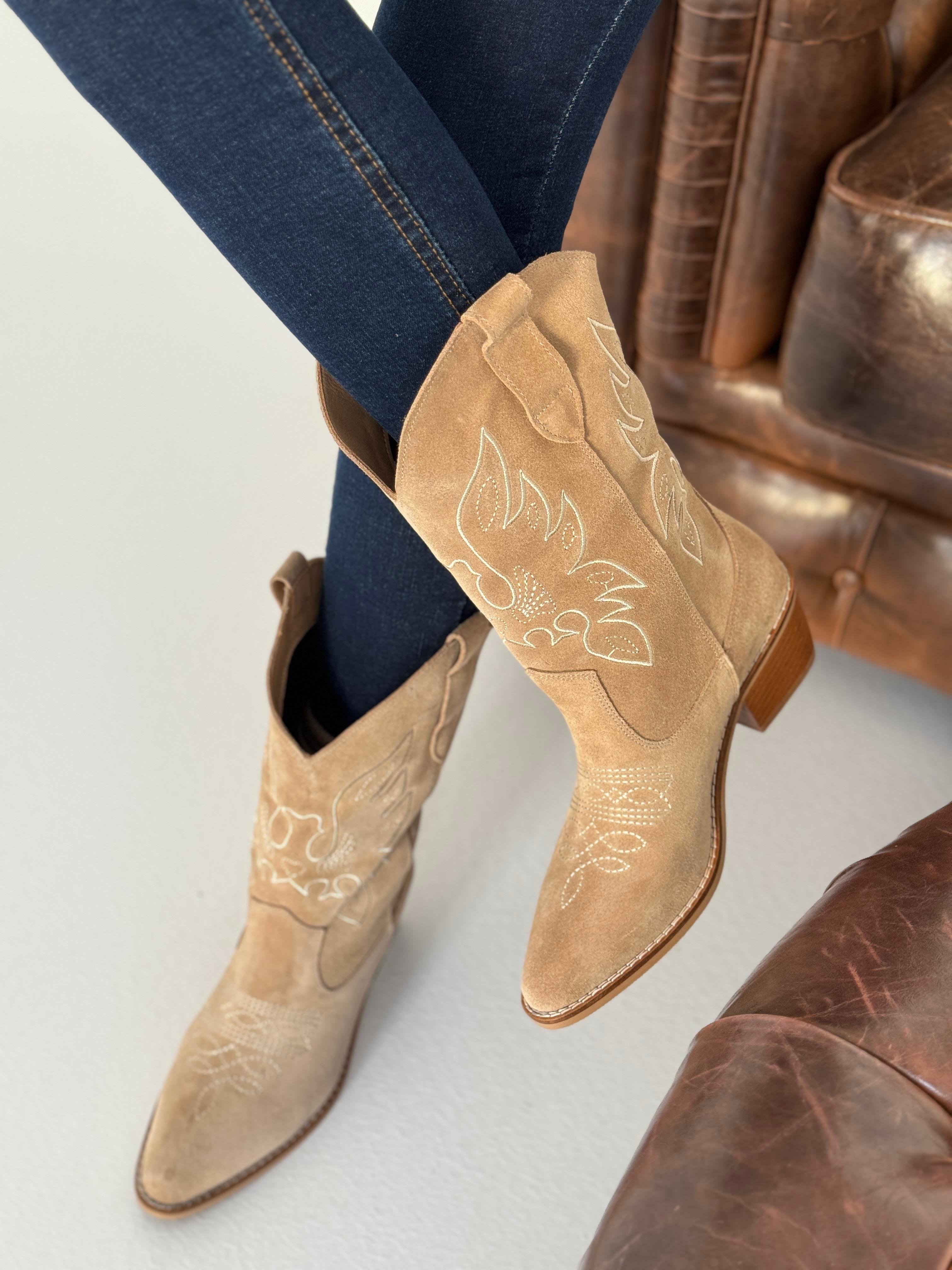 Vizon Süet Yarım Kovboy Bot (%100 Deri ) TERLİK | NO33