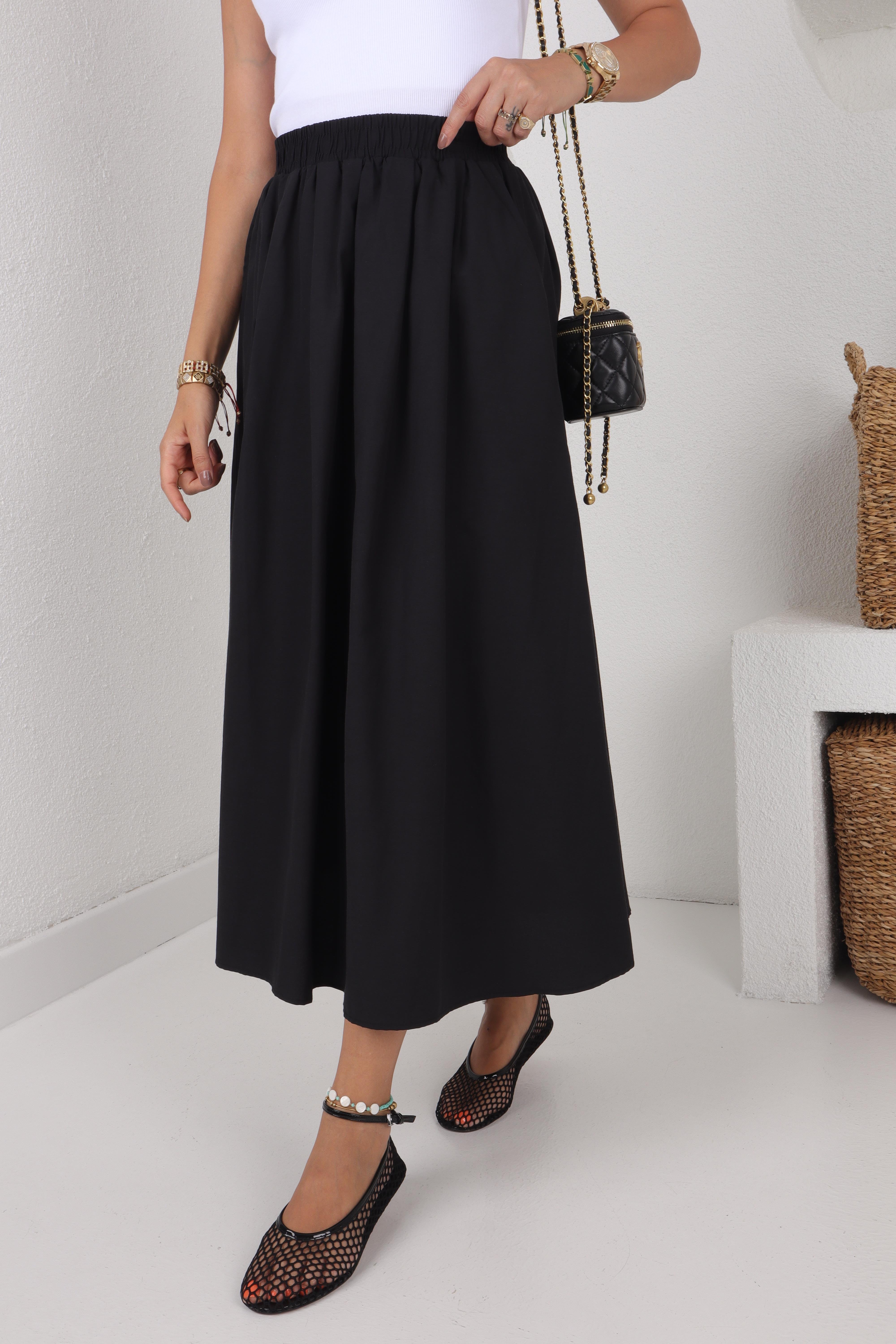 Yandan Cepli Lastikli Siyah Etek ETEK