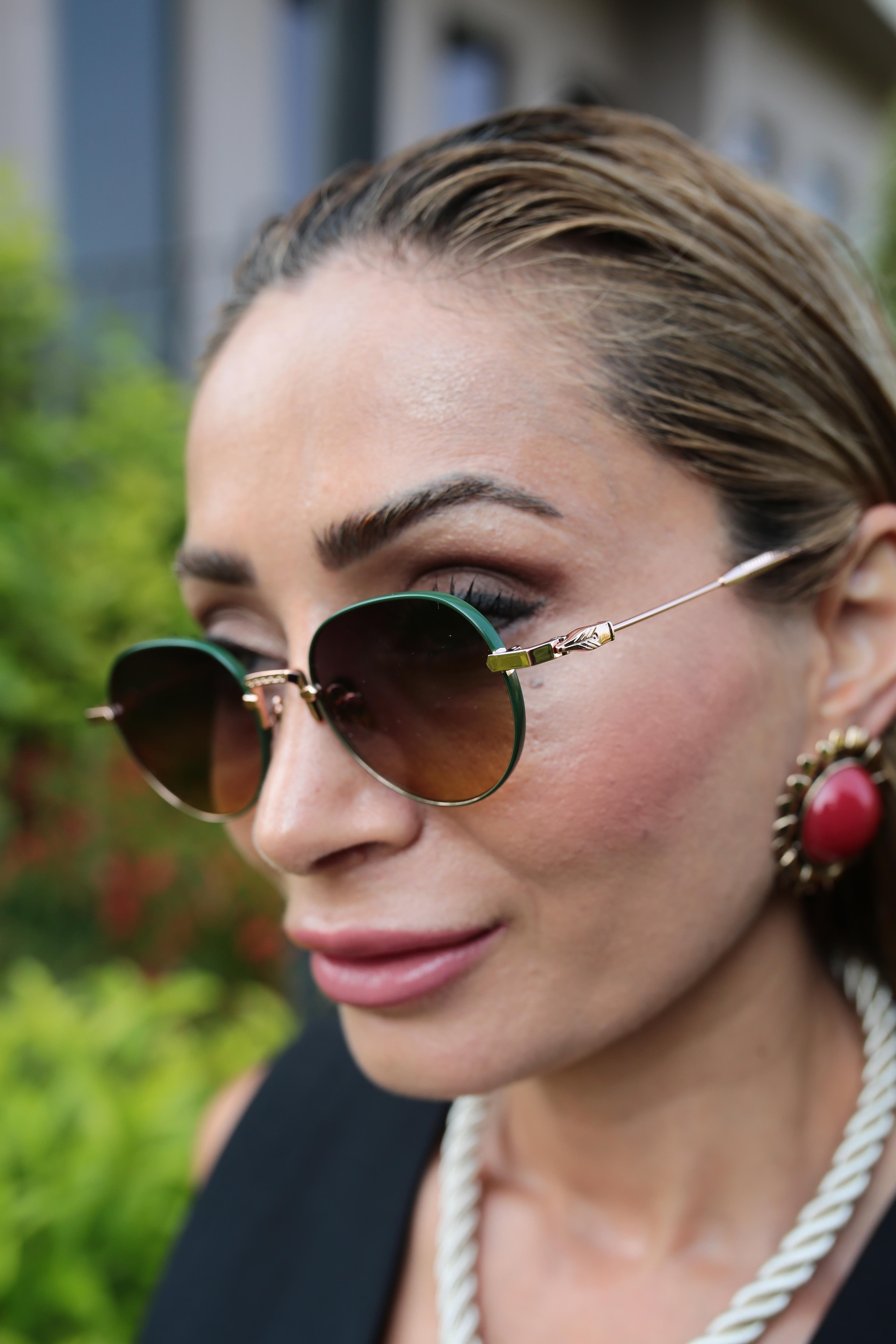 Yeşil Metal Çerçeveli Kahve Gözlük(ae2407c4) GÜNEŞ GÖZLÜĞÜ | NO33