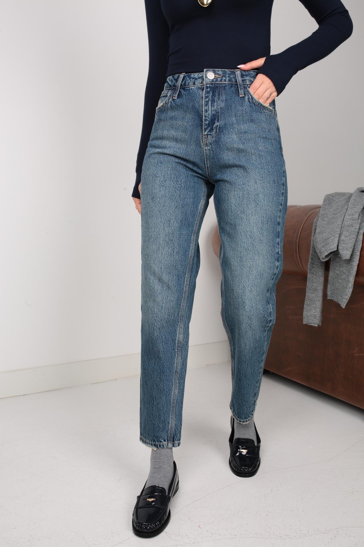 Yıkamalı Paça Detay Mom Jean (1895-1) JEAN