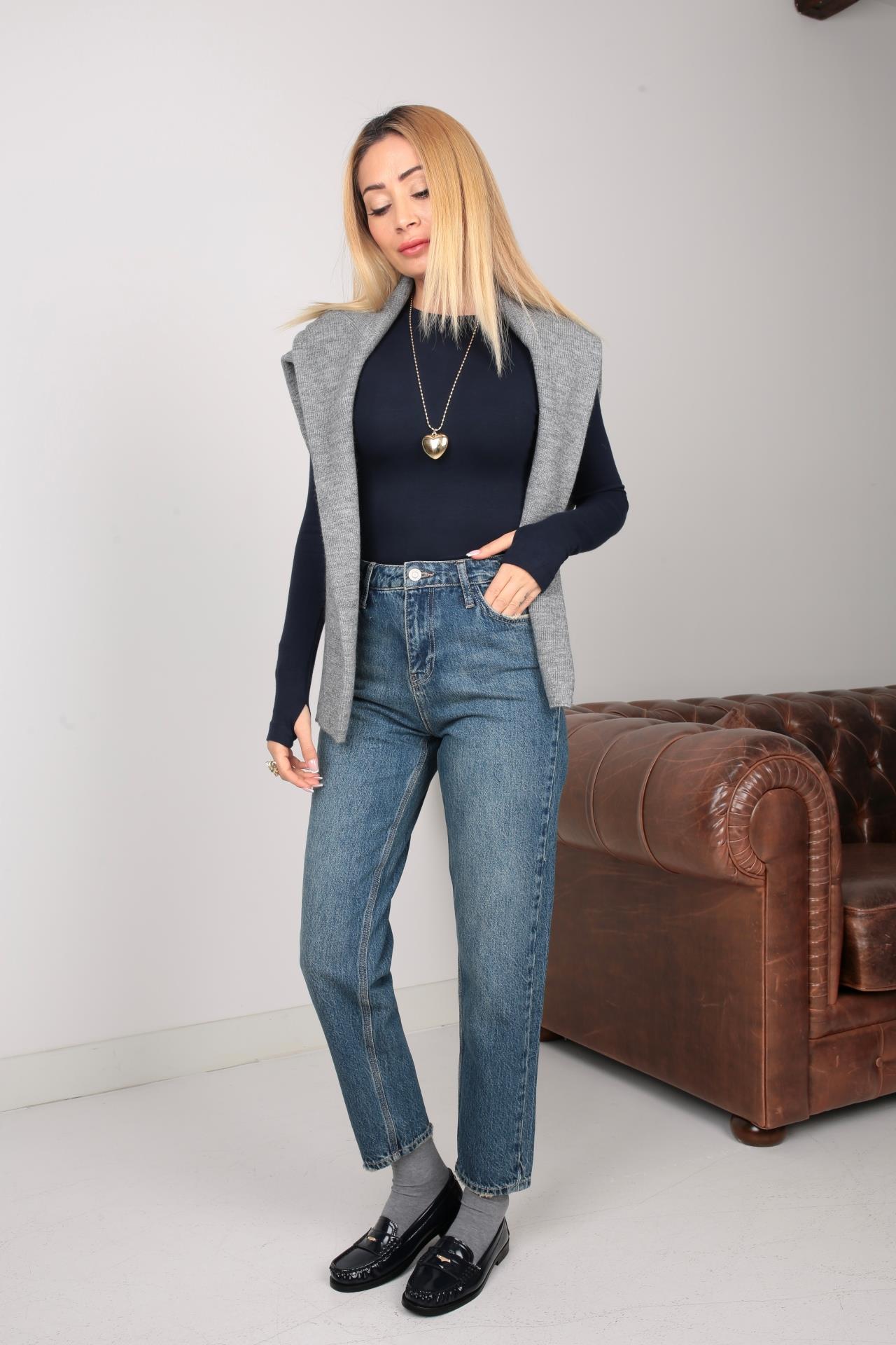 Yıkamalı Paça Detay Mom Jean (1895-1) JEAN