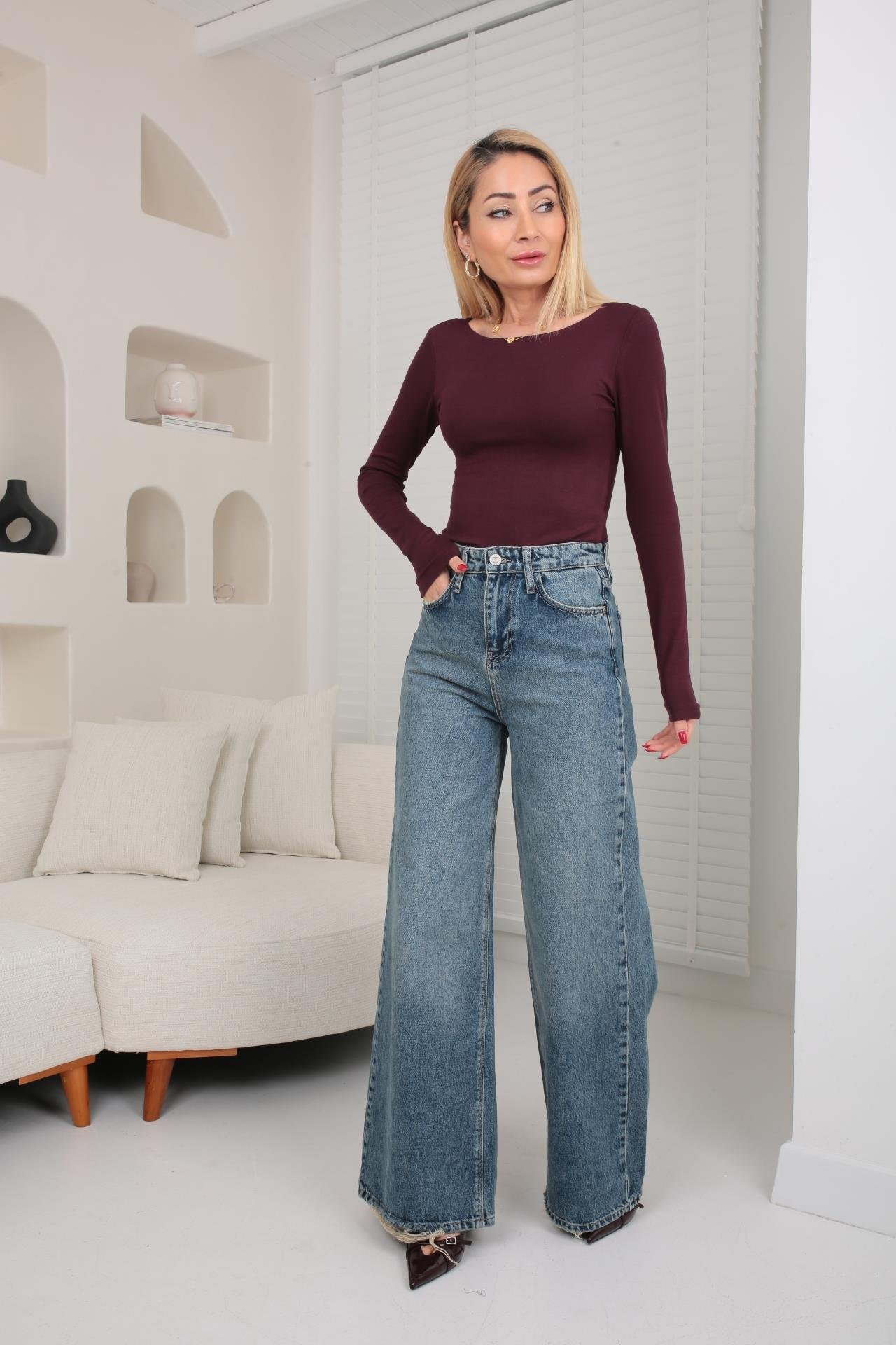 Yıkamalı Wide Leg Jean (1950-1) JEAN