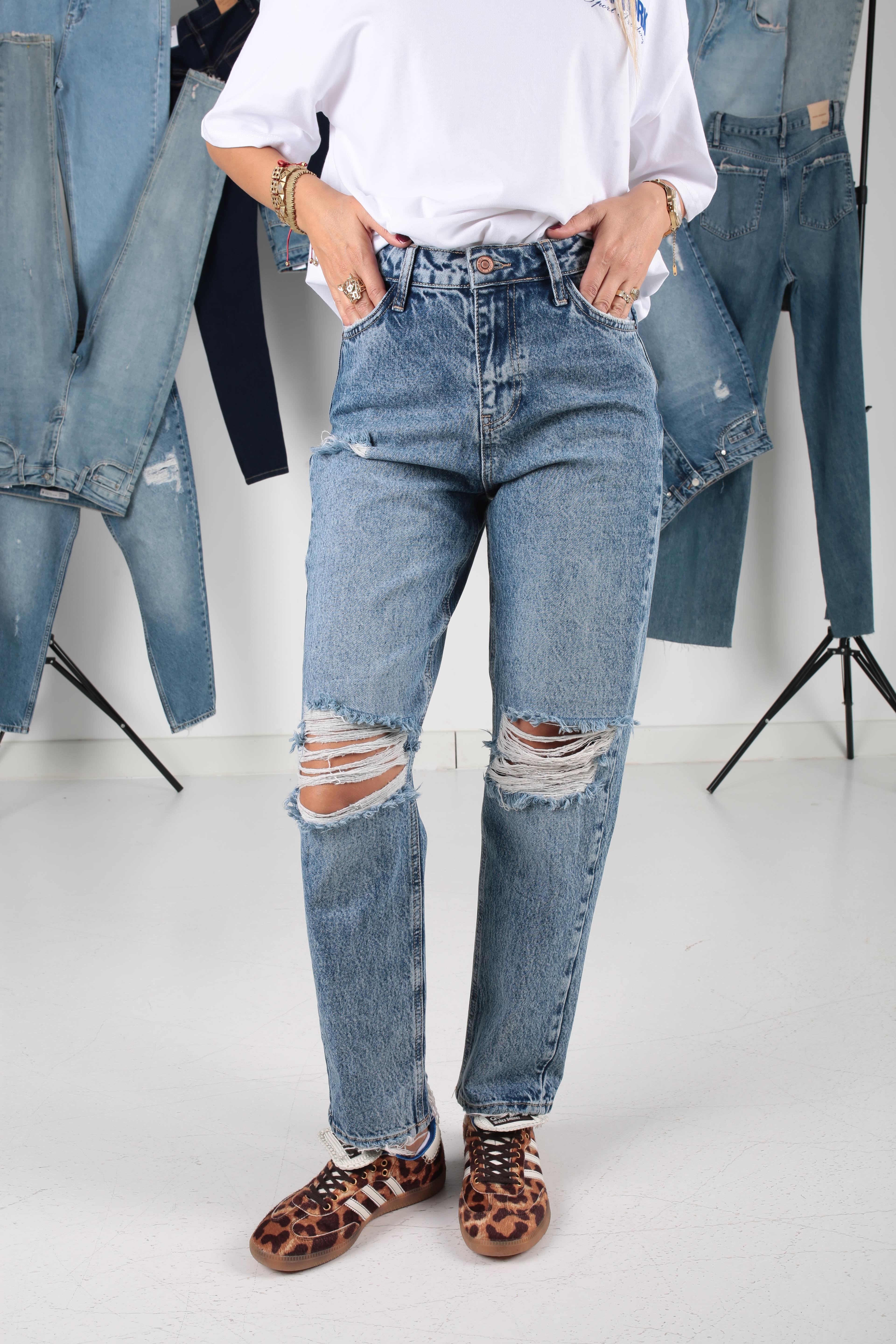 Yırtık Detay Gölgeli Mom Jean(1842-1) JEAN