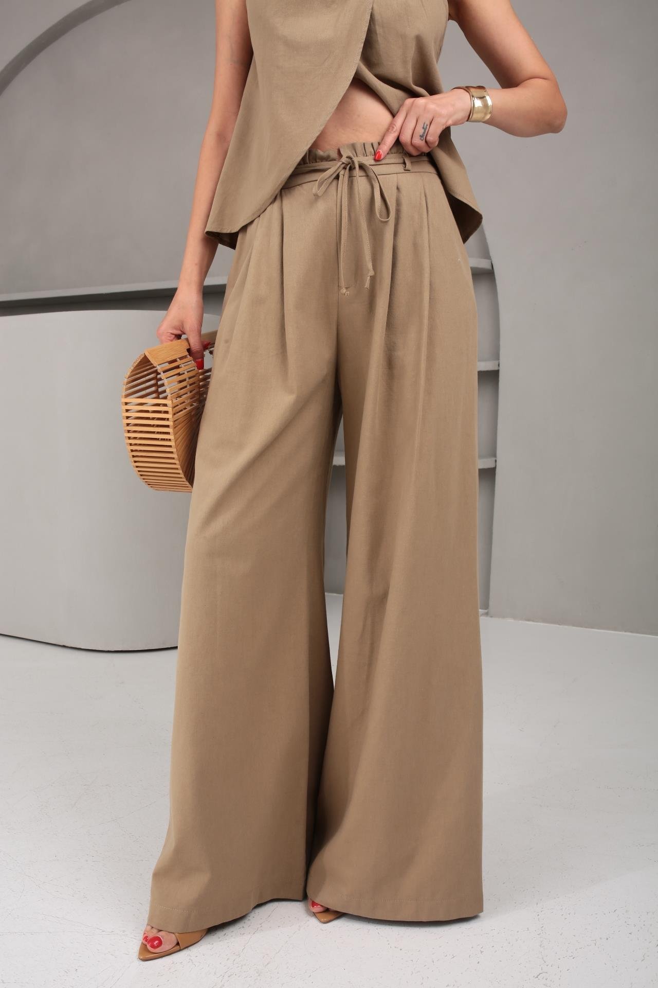 Yüzücü Kol Pileli Vizon Keten Takım TAKIM | NO33