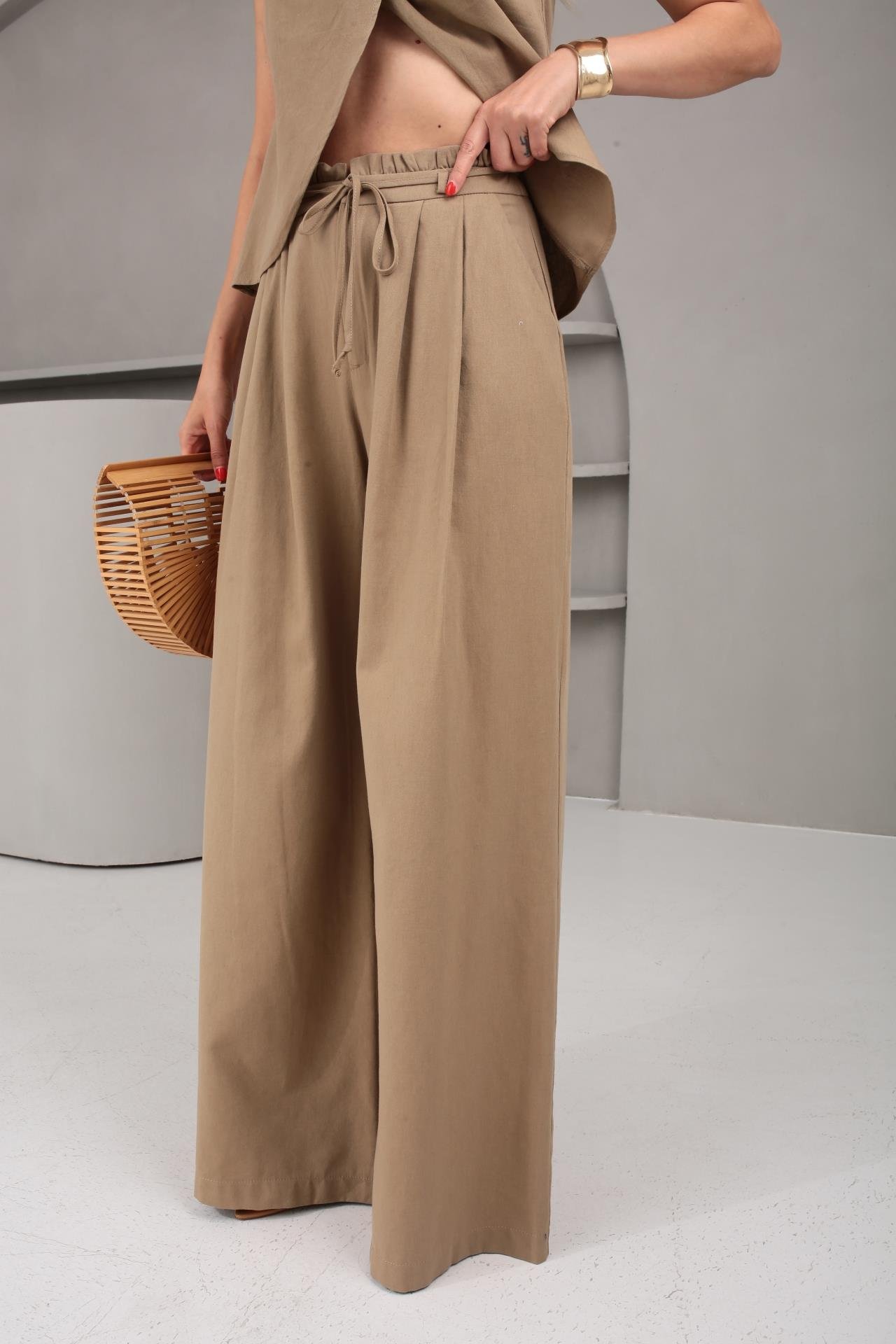 Yüzücü Kol Pileli Vizon Keten Takım TAKIM | NO33