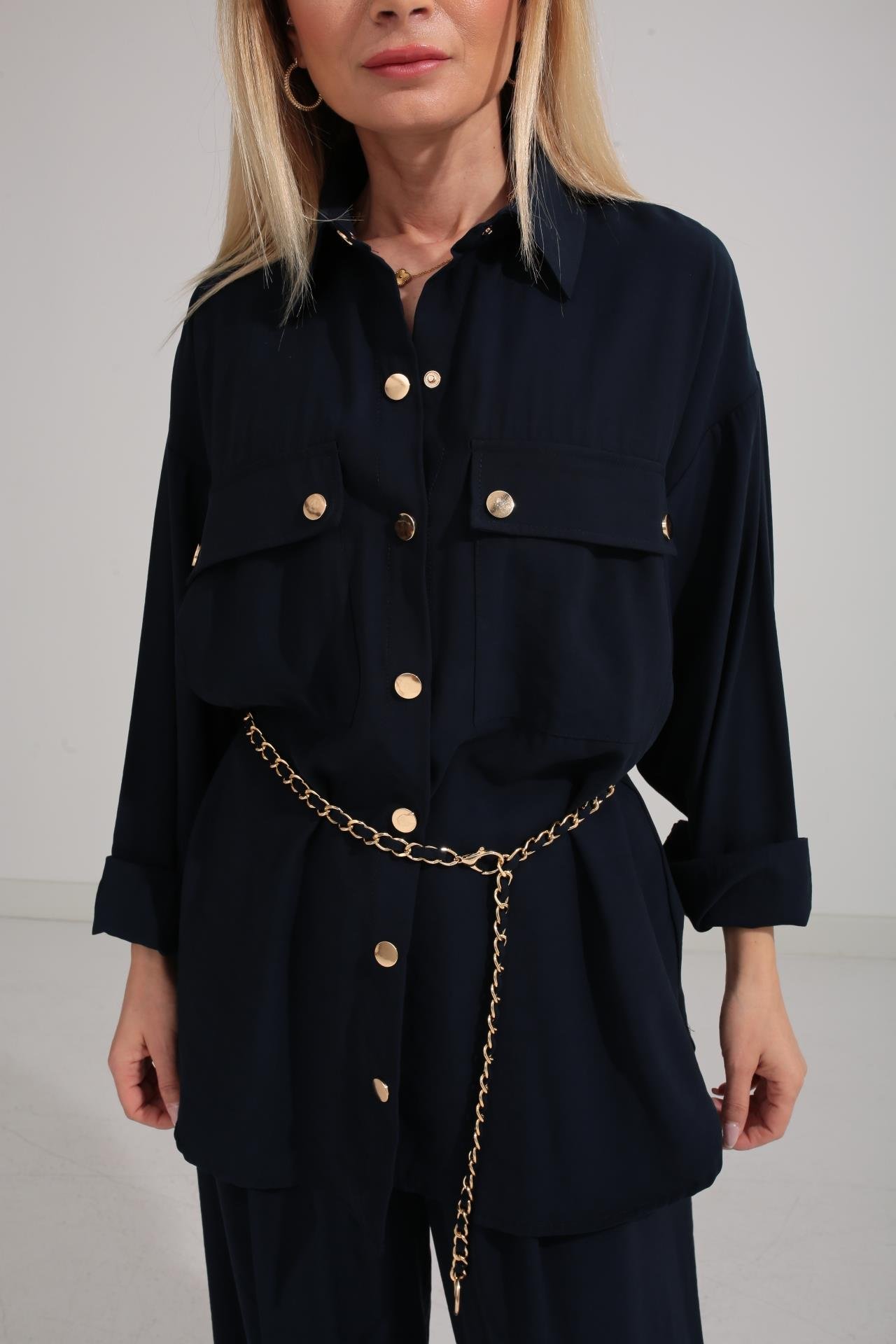 Zincir Kemerli Lacivert Tensel Takım TAKIM