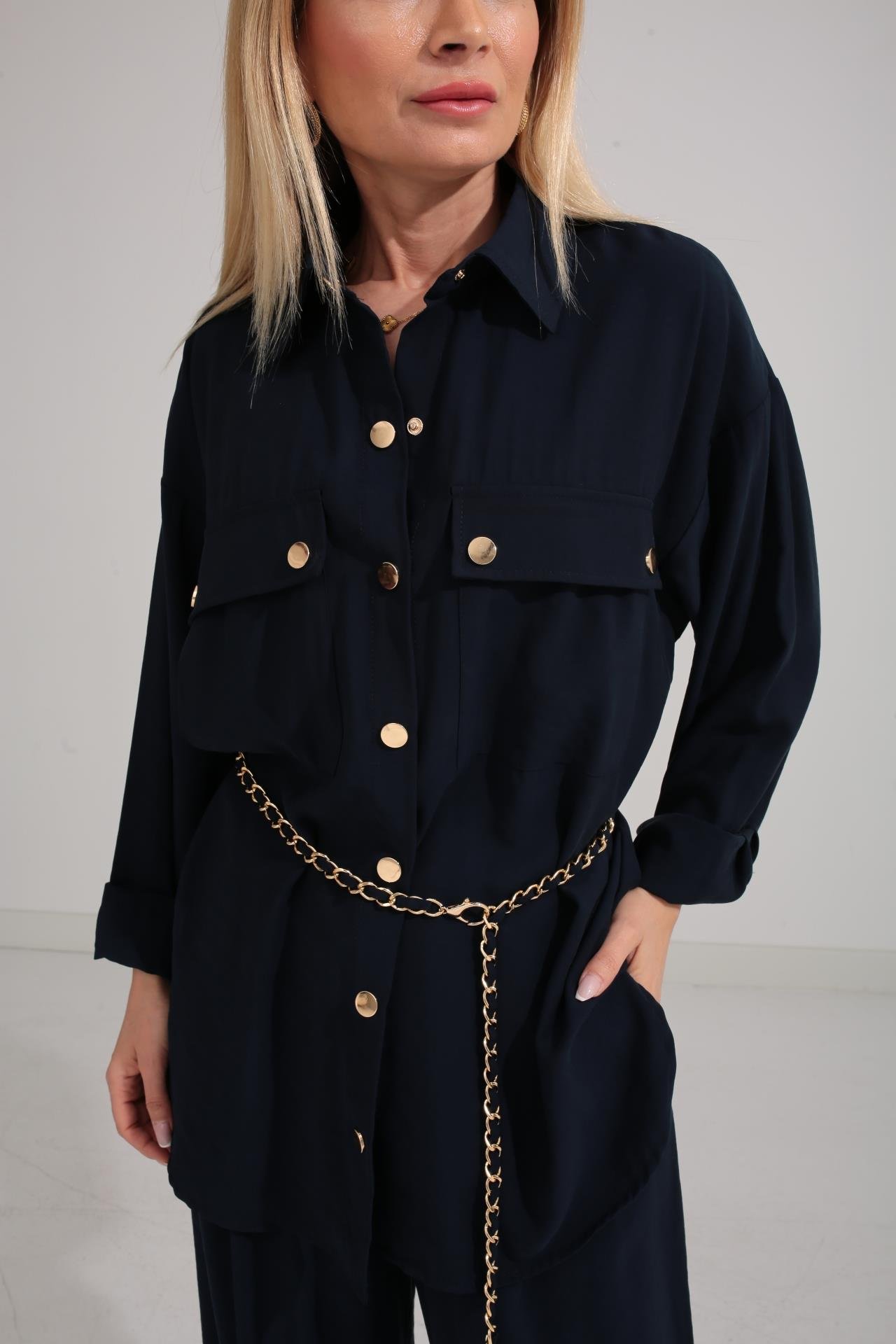 Zincir Kemerli Lacivert Tensel Takım TAKIM