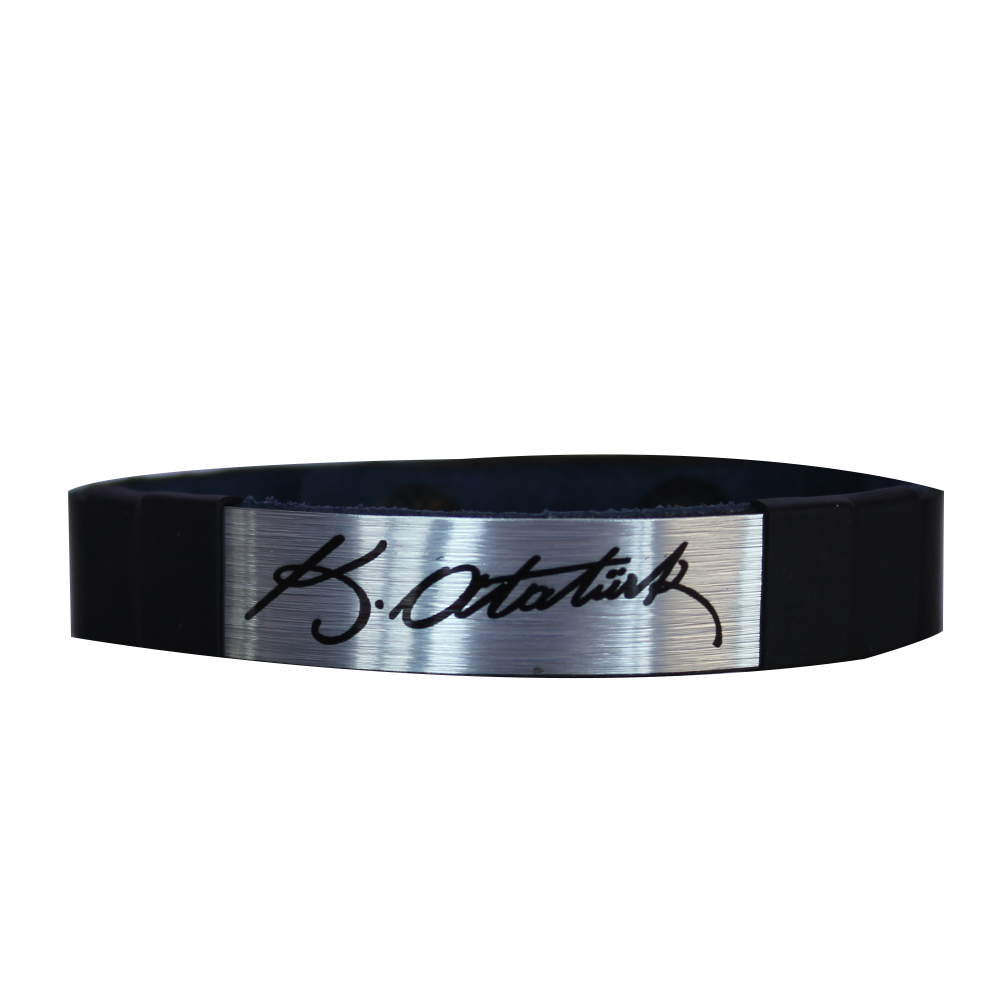 BİLEKLİKMustafa Kemal Atatürk Deri Bileklik Siyah