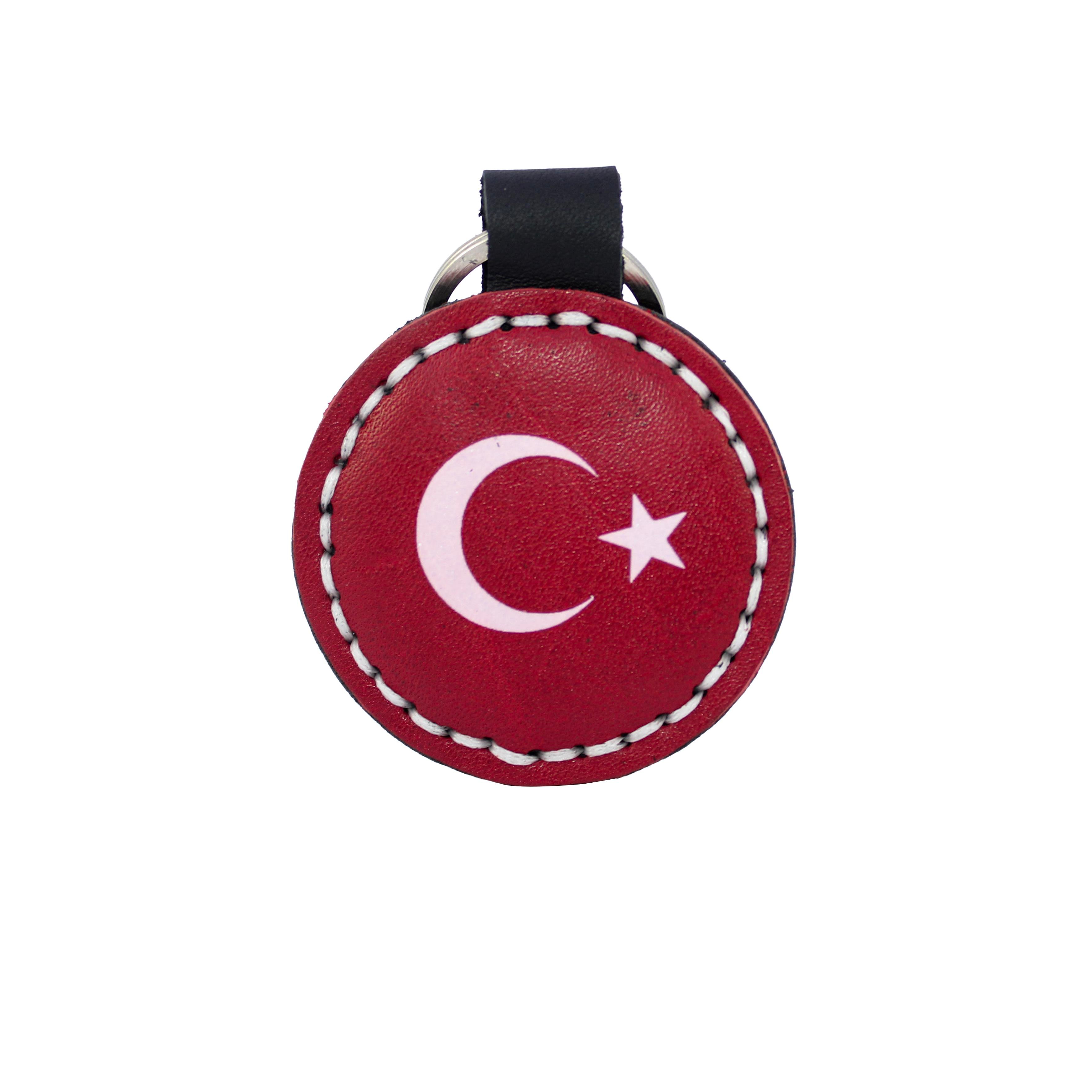 DERİ ANAHTARLIKJÖH YAZILI ARKASI TÜRK BAYRAK DERİ ANAHTARLIK 