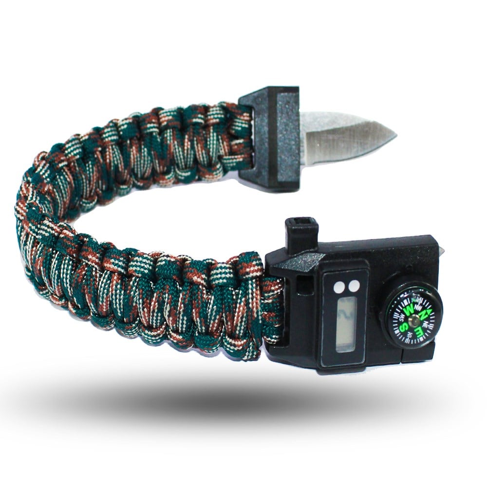 PARACORD BİLEKLİK & SAATJöak Paracord Bileklik Dijital Saat Pusula Ateş Başlatıcı -Kamuflaj