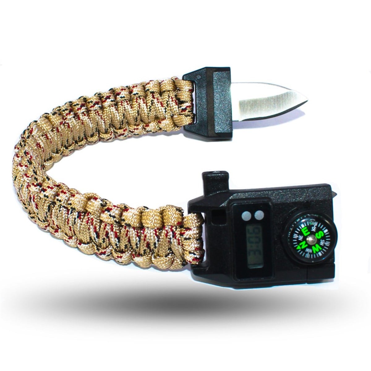 PARACORD BİLEKLİK & SAATJöak Paracord Bileklik Dijital Saat Pusula Ateş Başlatıcı