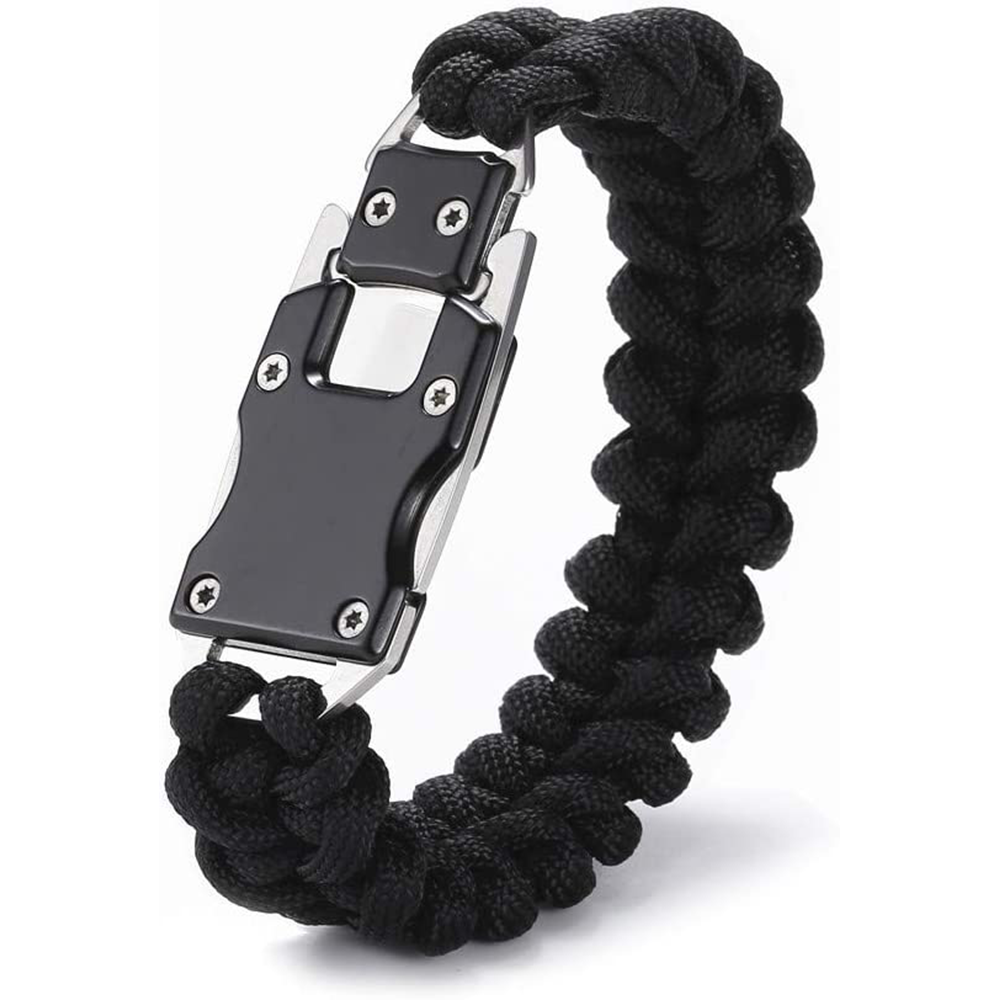 PARACORD BİLEKLİK & SAATJÖAK PARACORD BİLEKLİK Paslanmaz Çelik Bıçaklı  - SİYAH