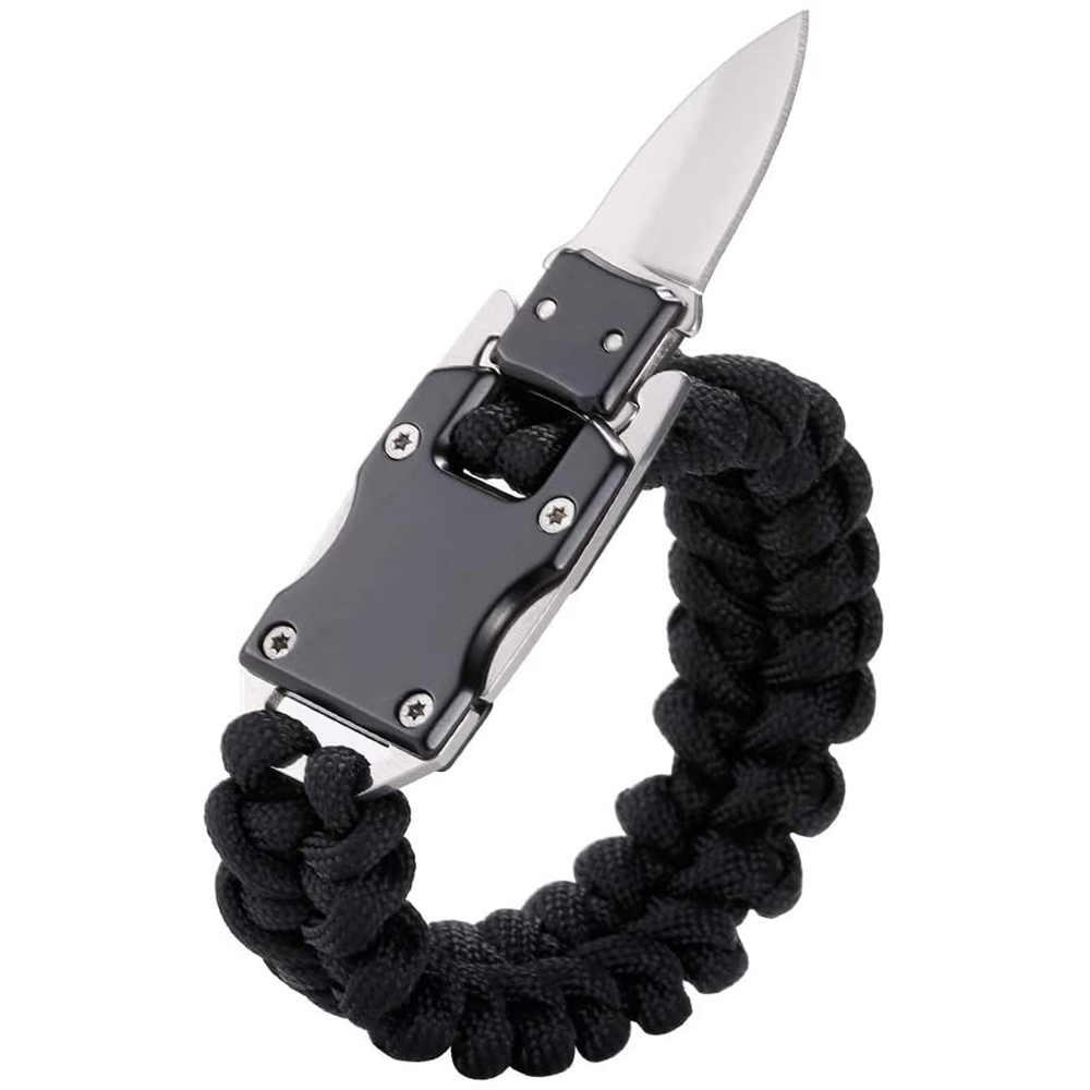 PARACORD BİLEKLİK & SAATJÖAK PARACORD BİLEKLİK Paslanmaz Çelik Bıçaklı  - SİYAH