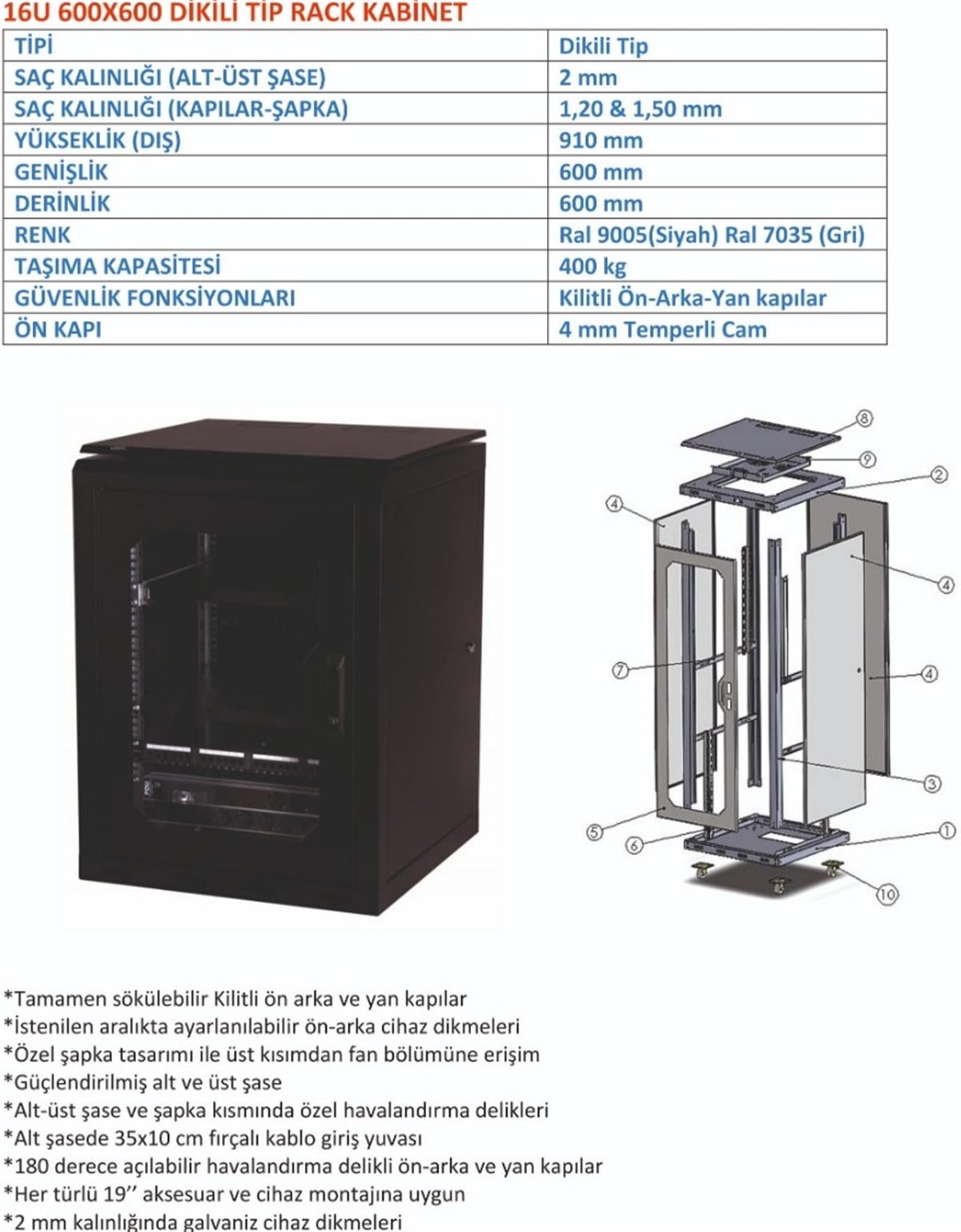  16U 600*600  KABİNET(DİKİLİTİP)