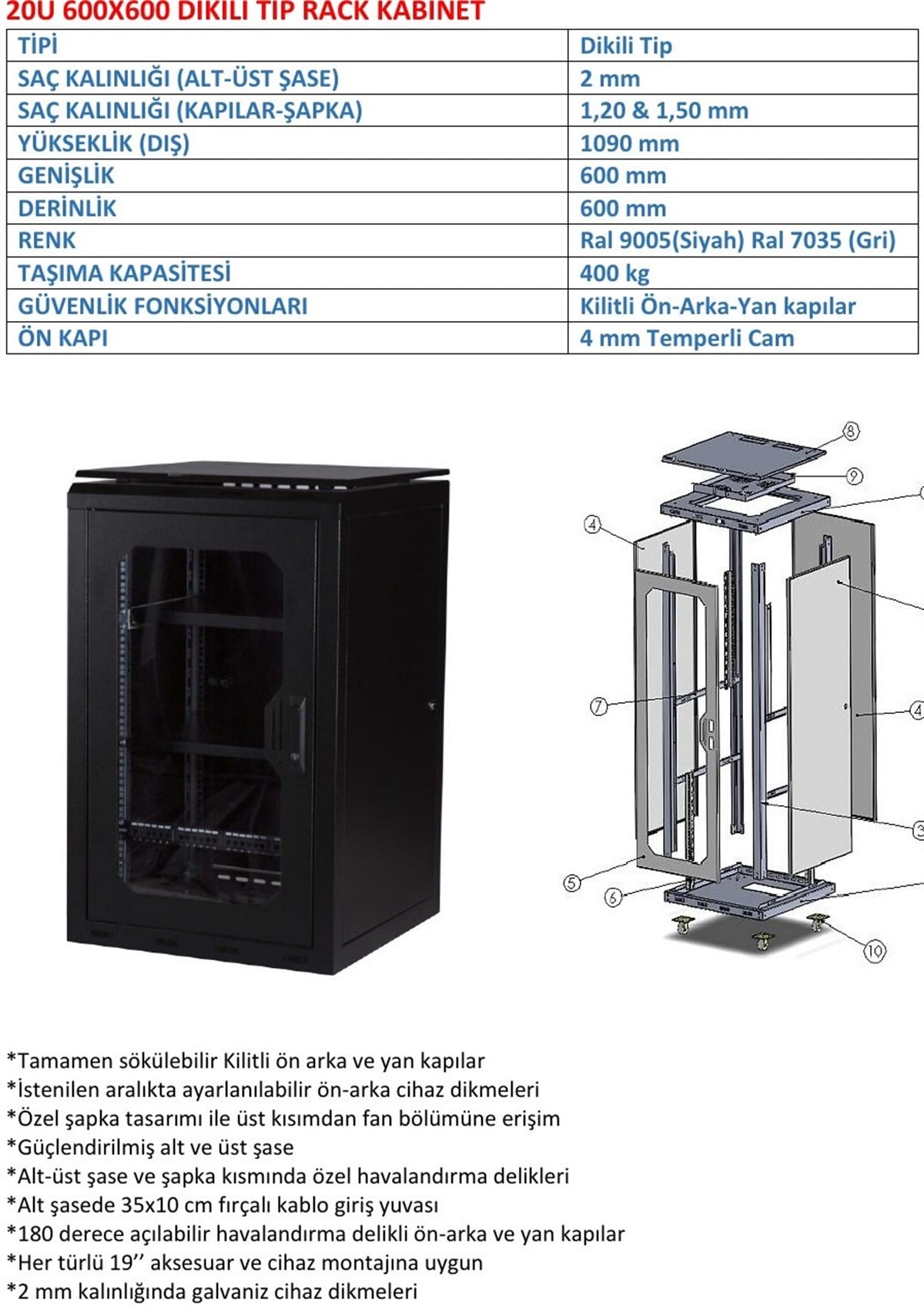  20U 600*600  KABİNET(DİKİLİ TİP)