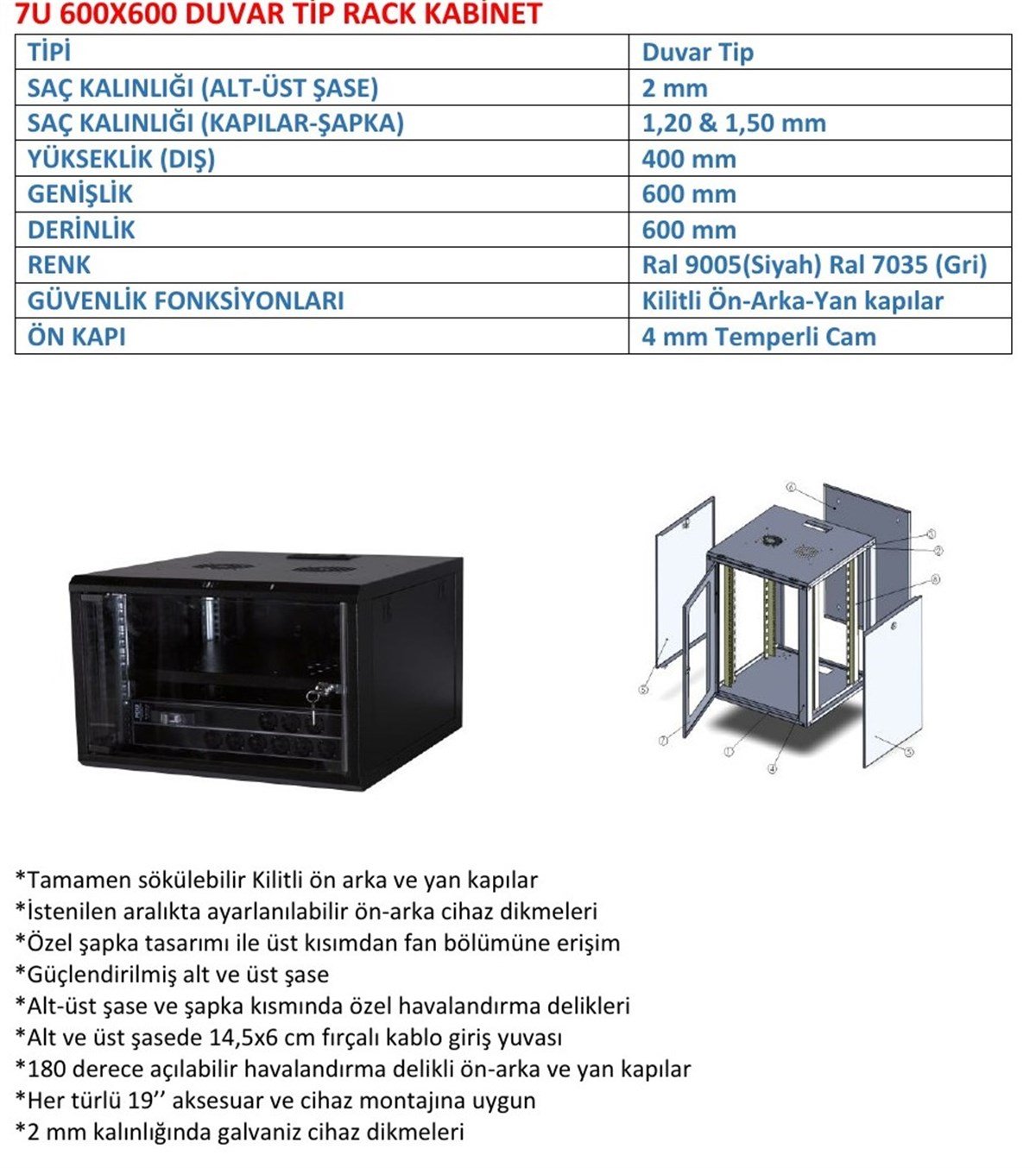  7U 600*600  KABİNET (DUVAR TİPİ)