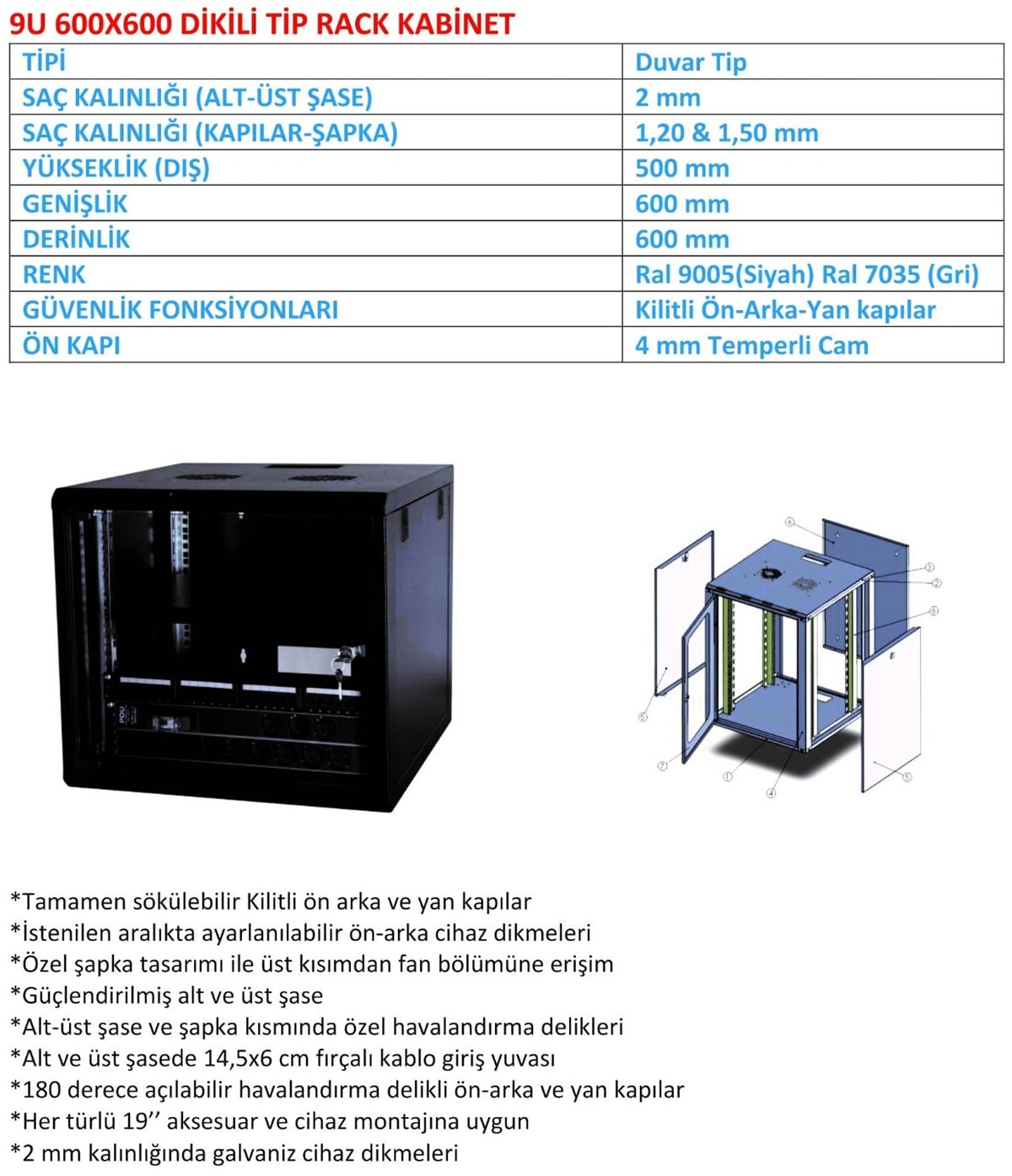  9U 600*600  KABİNET (DUVAR TİPİ)
