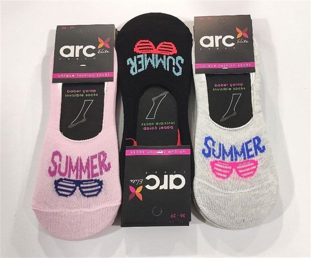 Arc Kadın Penye Babet Çorap 12'li Paket Asorti(KC01-02