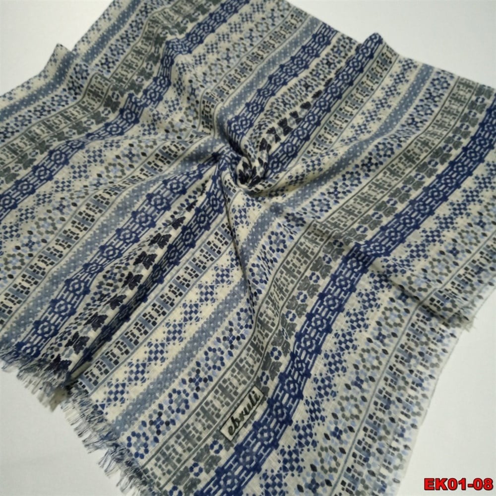 Ebruli Flamlı Coton Eşarp