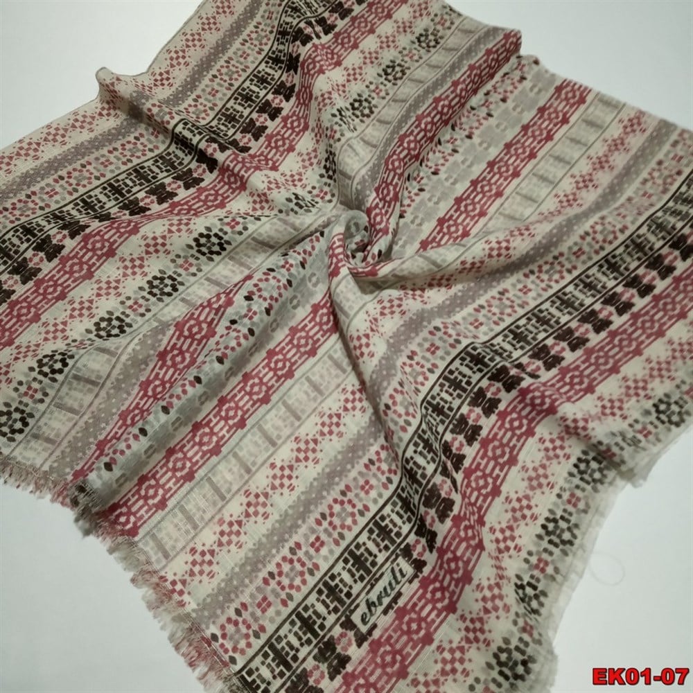 Ebruli Flamlı Coton Eşarp