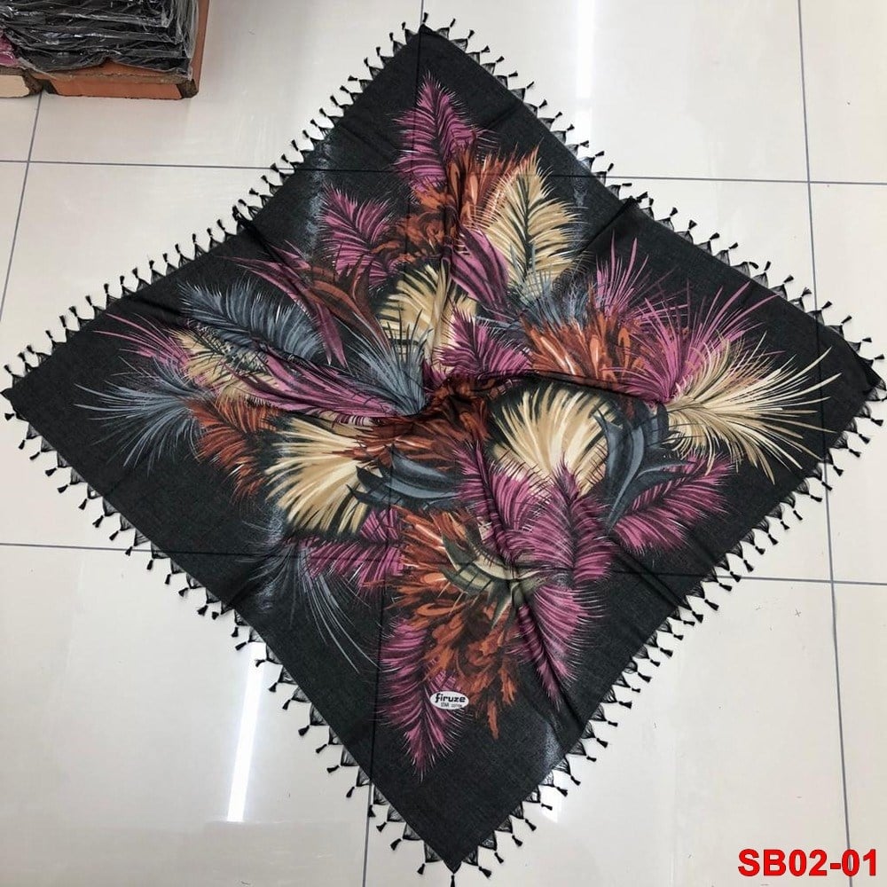 Firuze Boncuklu Cotton Eşarp(sb02-01)