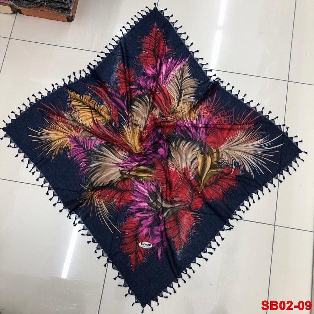 Firuze Boncuklu Cotton Eşarp(sb02-09)
