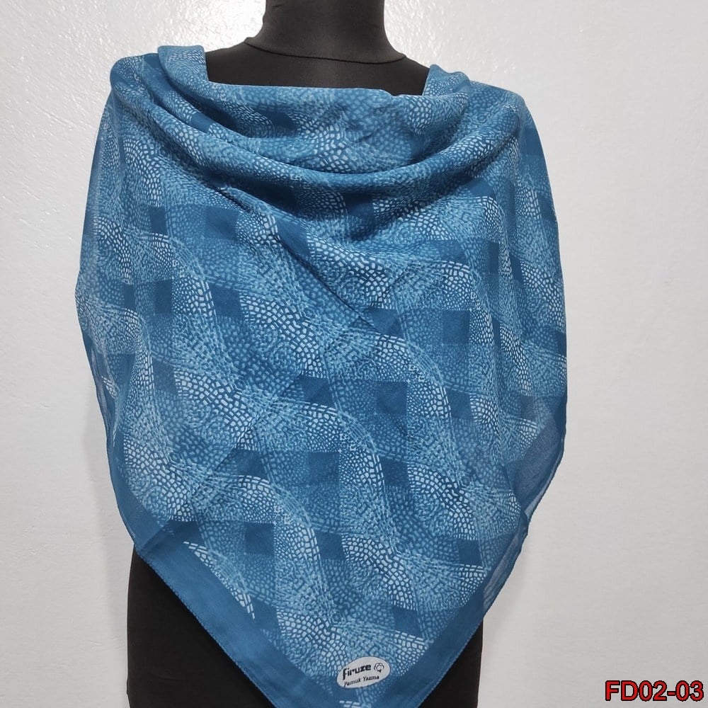 Firuze Kenarı Dikişli Pamuk Yazma(FD02-03)