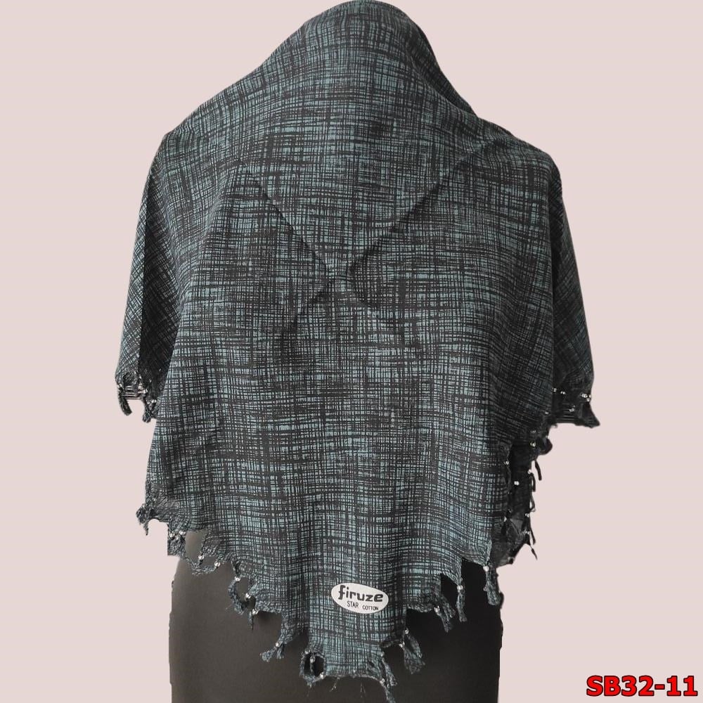 Firuze Sökme Boncuklu Cotton Eşarp(sb32-11)