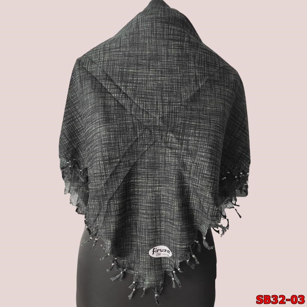 Firuze Sökme Boncuklu Cotton Eşarp(sb32-03)
