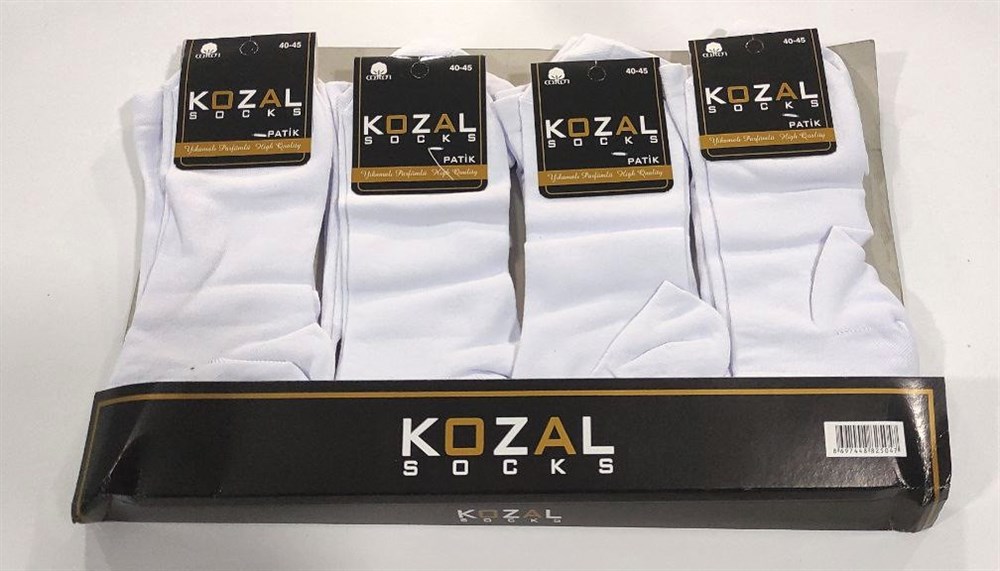 Kozal Erkek Penye Patik Çorap 12'li Paket Beyaz(EC01-05)