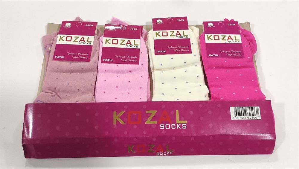 Kozal Kadın Penye Patik Çorap 12'li Paket Asorti(KC01-10)