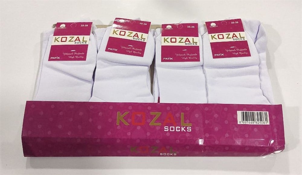 Kozal Kadın Penye Patik Çorap 12'li Paket Beyaz(KC01-11)