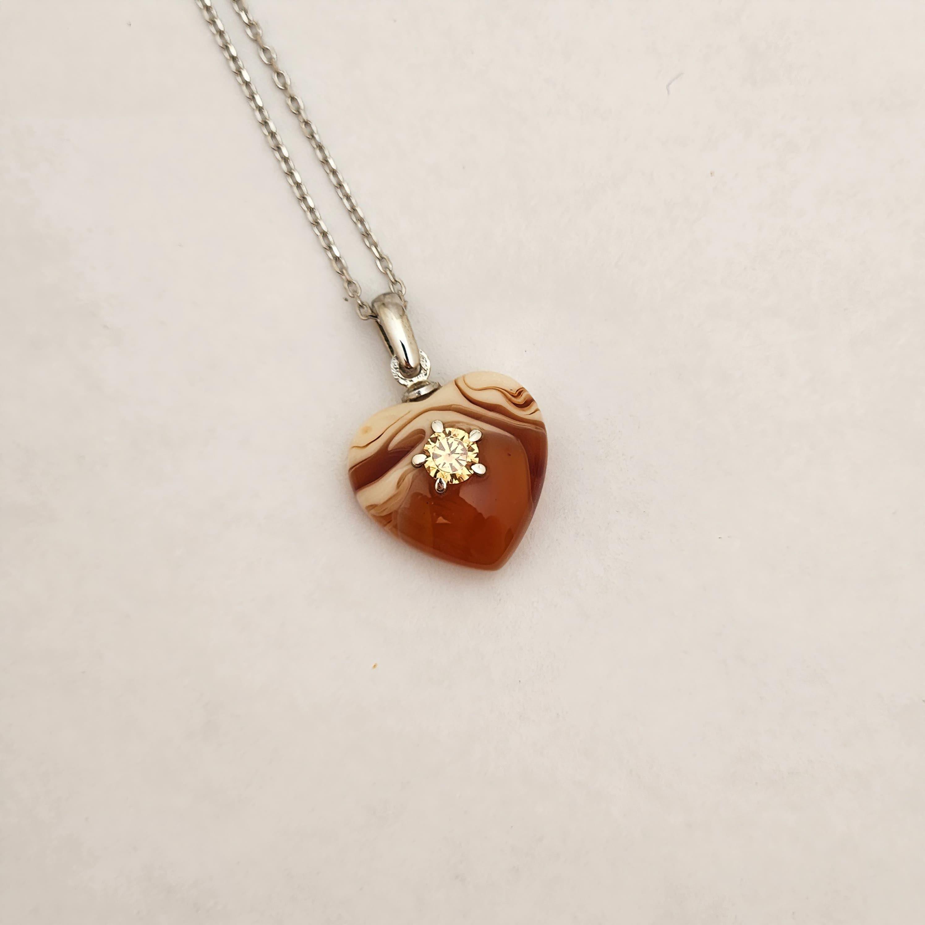 4 mm Zirkon Taşlı Bakalit Gümüş Kolye