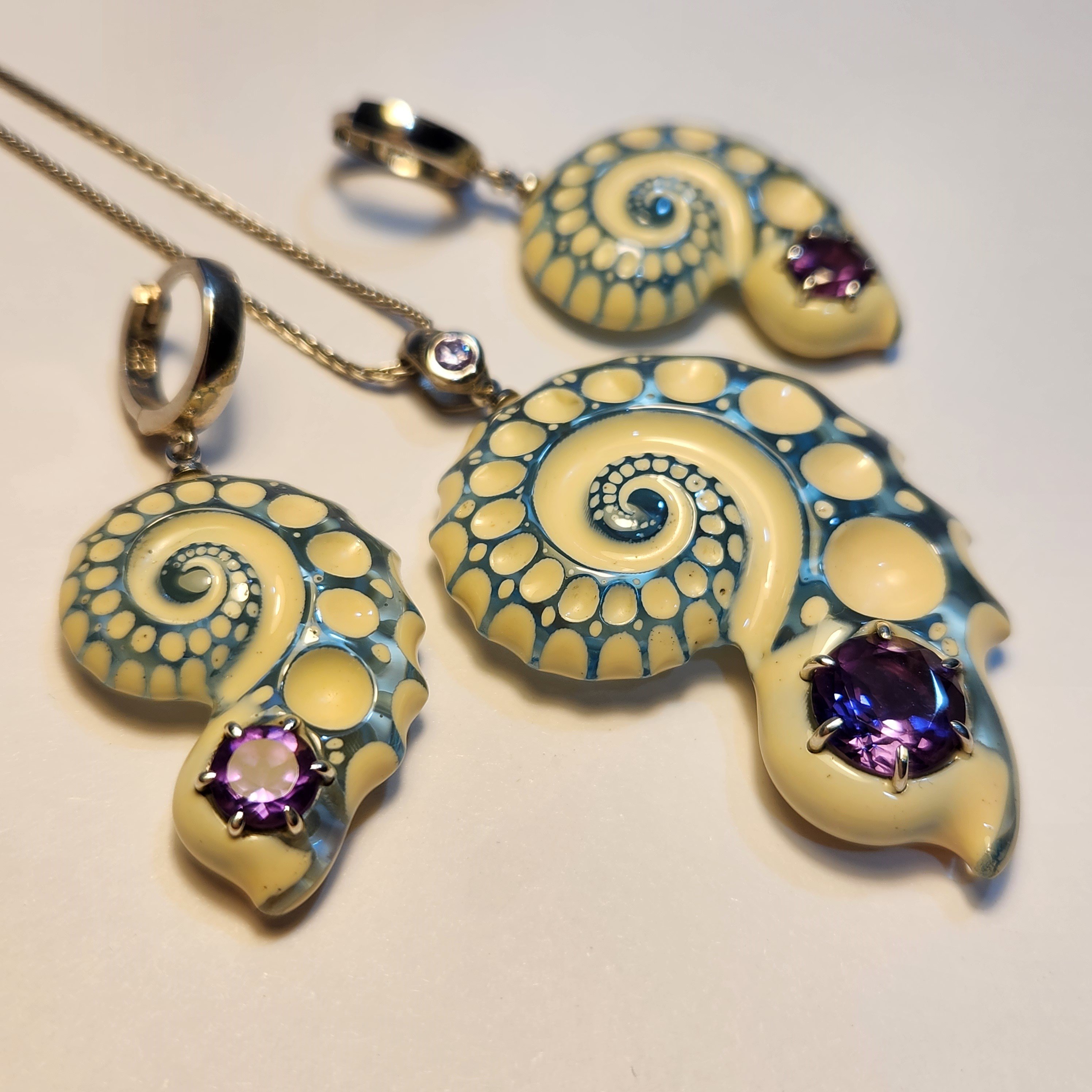 Ametist Taşlı Epoksi Gümüş Set