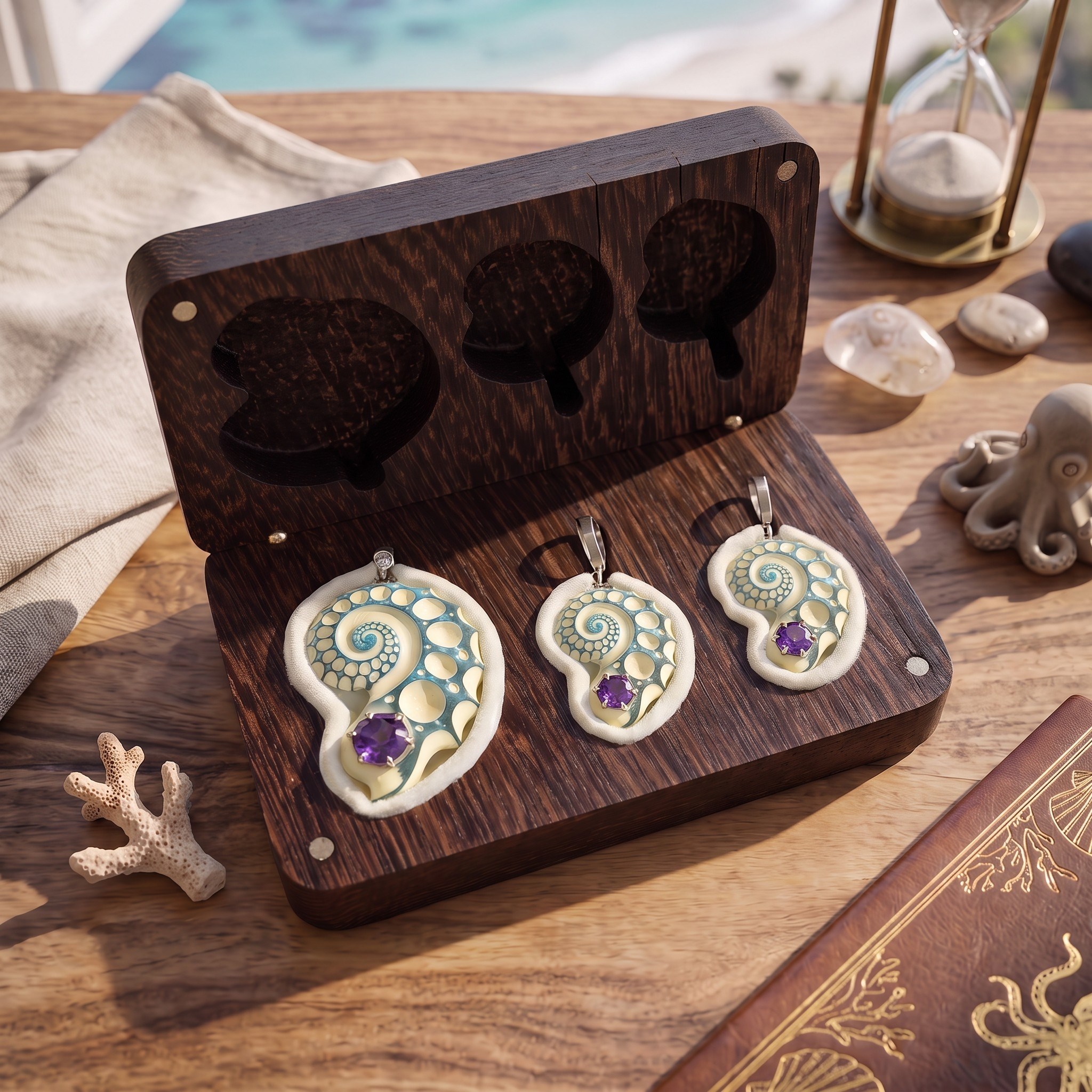 Ametist Taşlı Epoksi Gümüş Set
